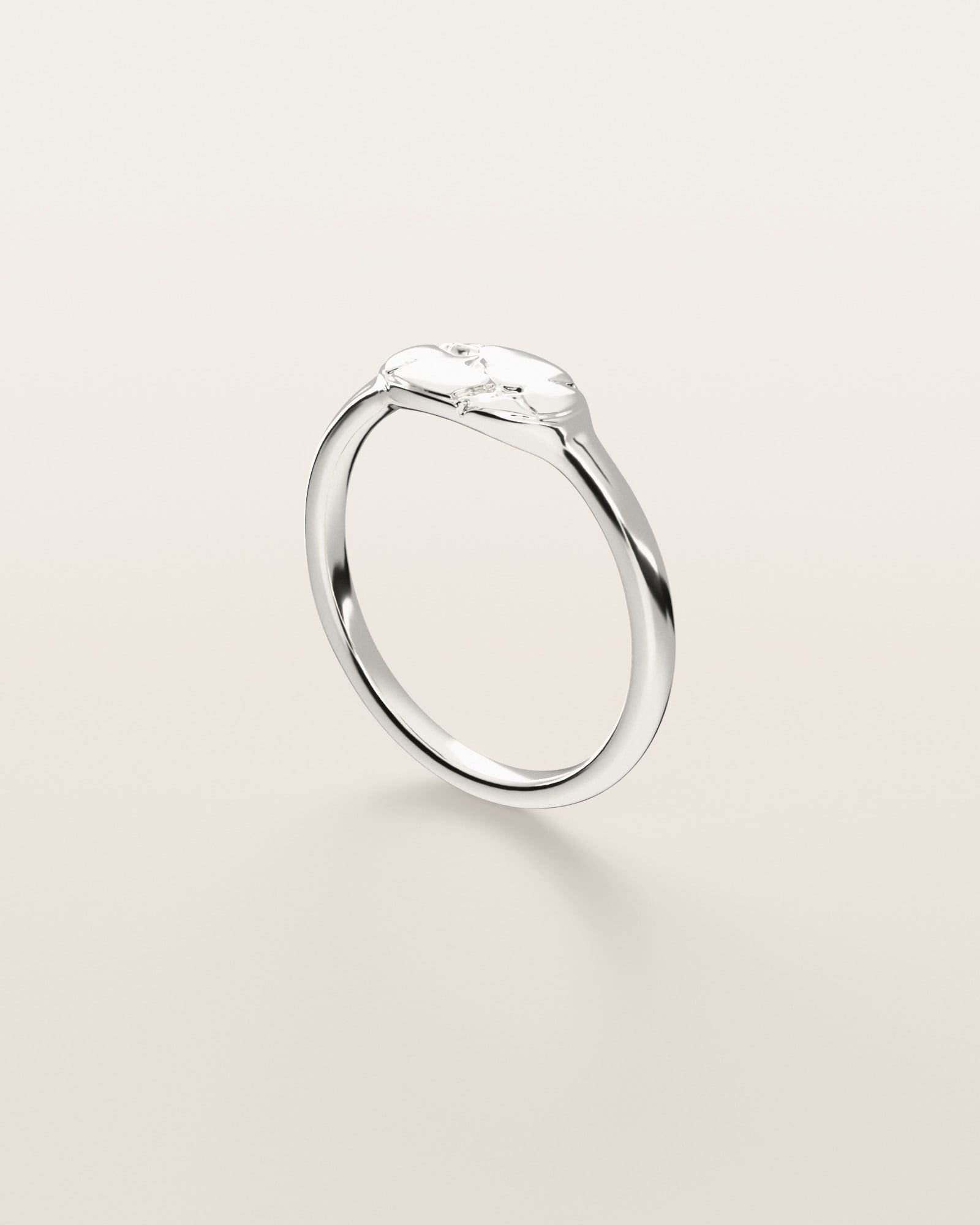 No. 525 Grain nugget ring, three-quarter view, sterling silver, rendered from the production 3D file