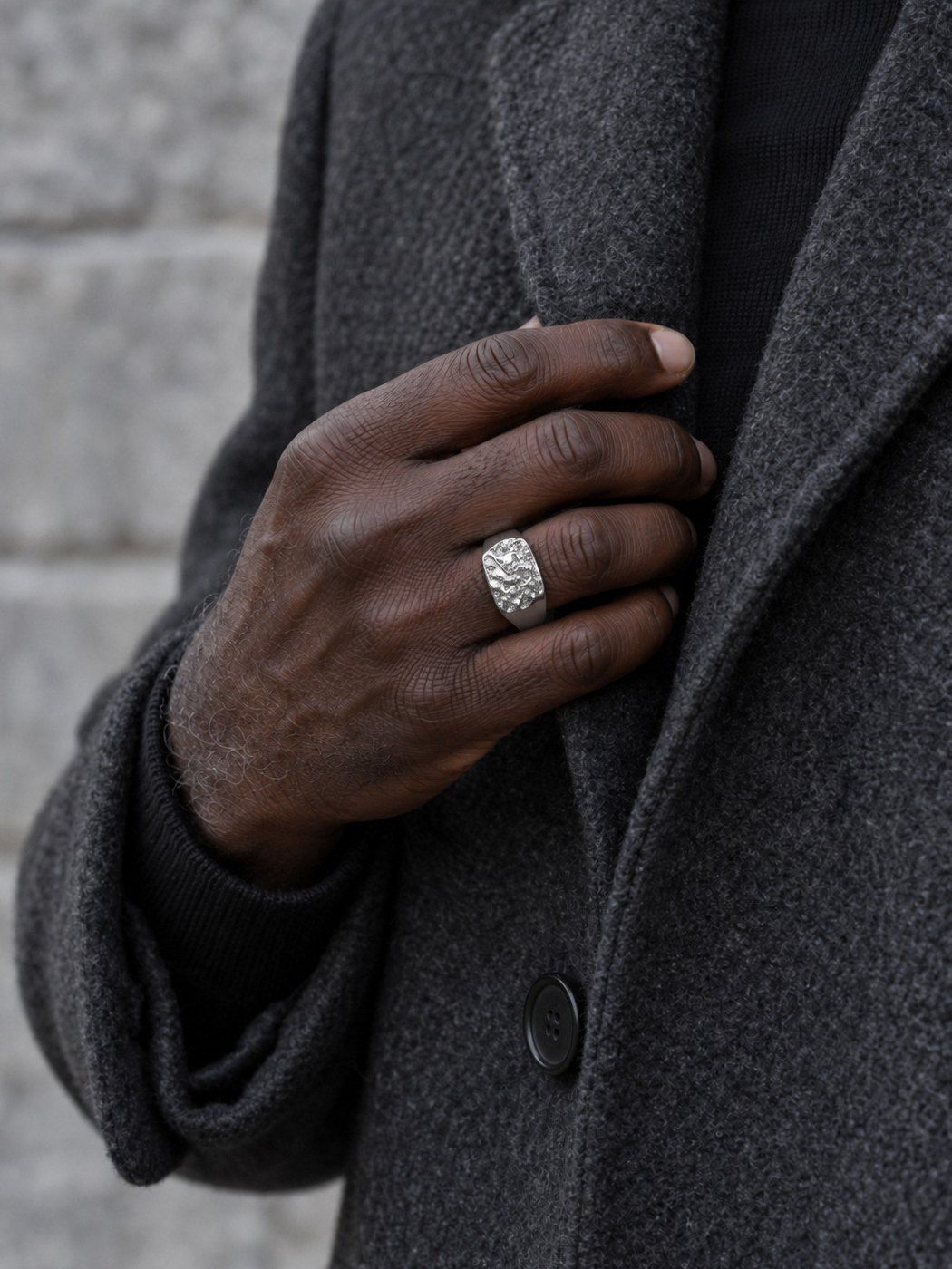 The Block No. 014 in sterling silver, worn on the hand