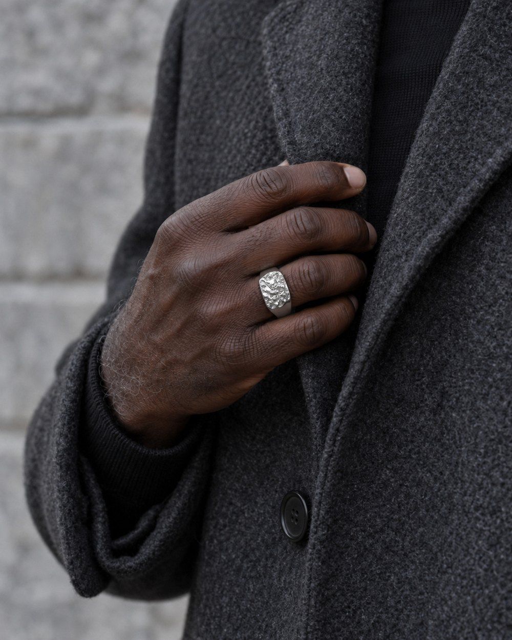 The Block No. 014 in sterling silver, worn on the hand