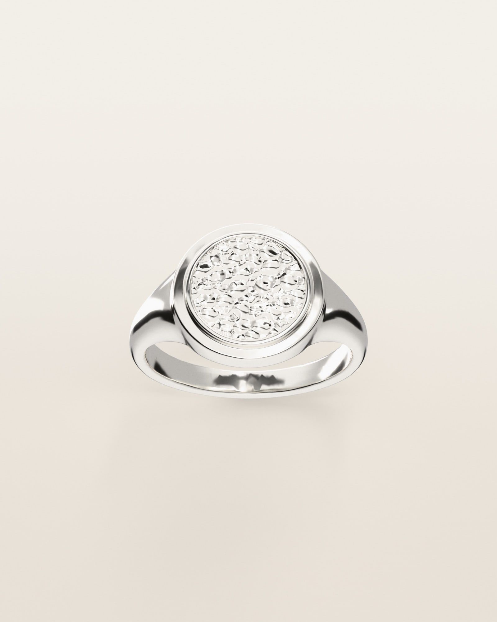 No. 104 Knuckle nugget ring, the nugget pattern, face on, sterling silver, rendered from the production 3D file