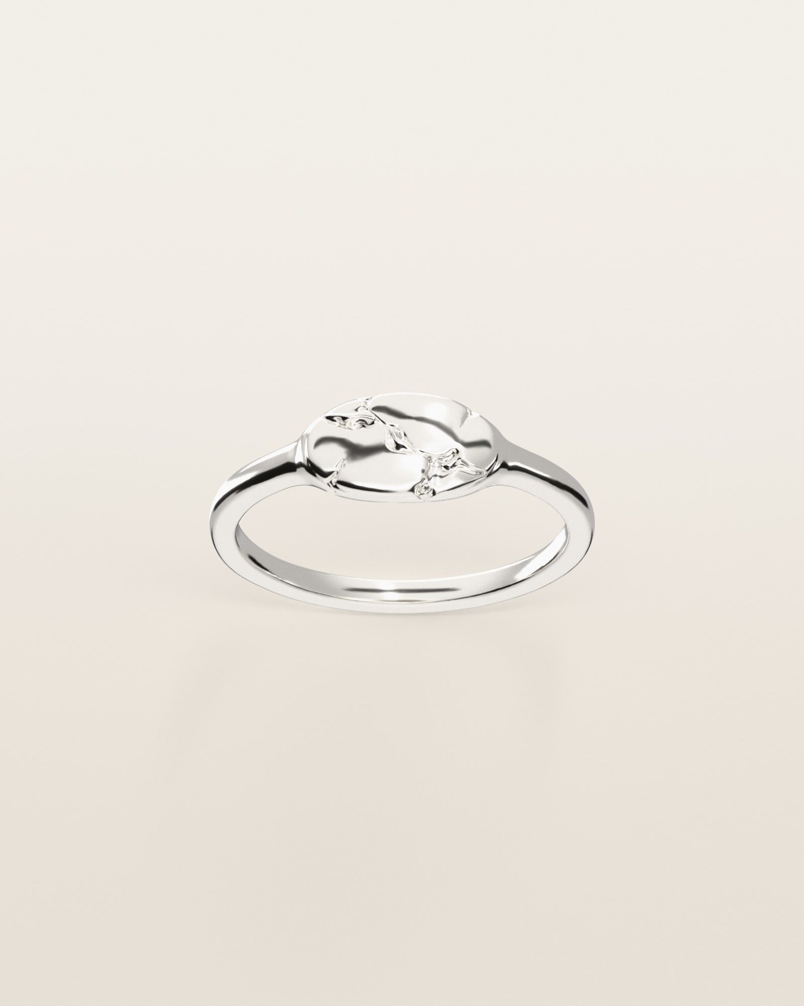 No. 525 Grain nugget ring, the nugget pattern, face on, sterling silver, rendered from the production 3D file