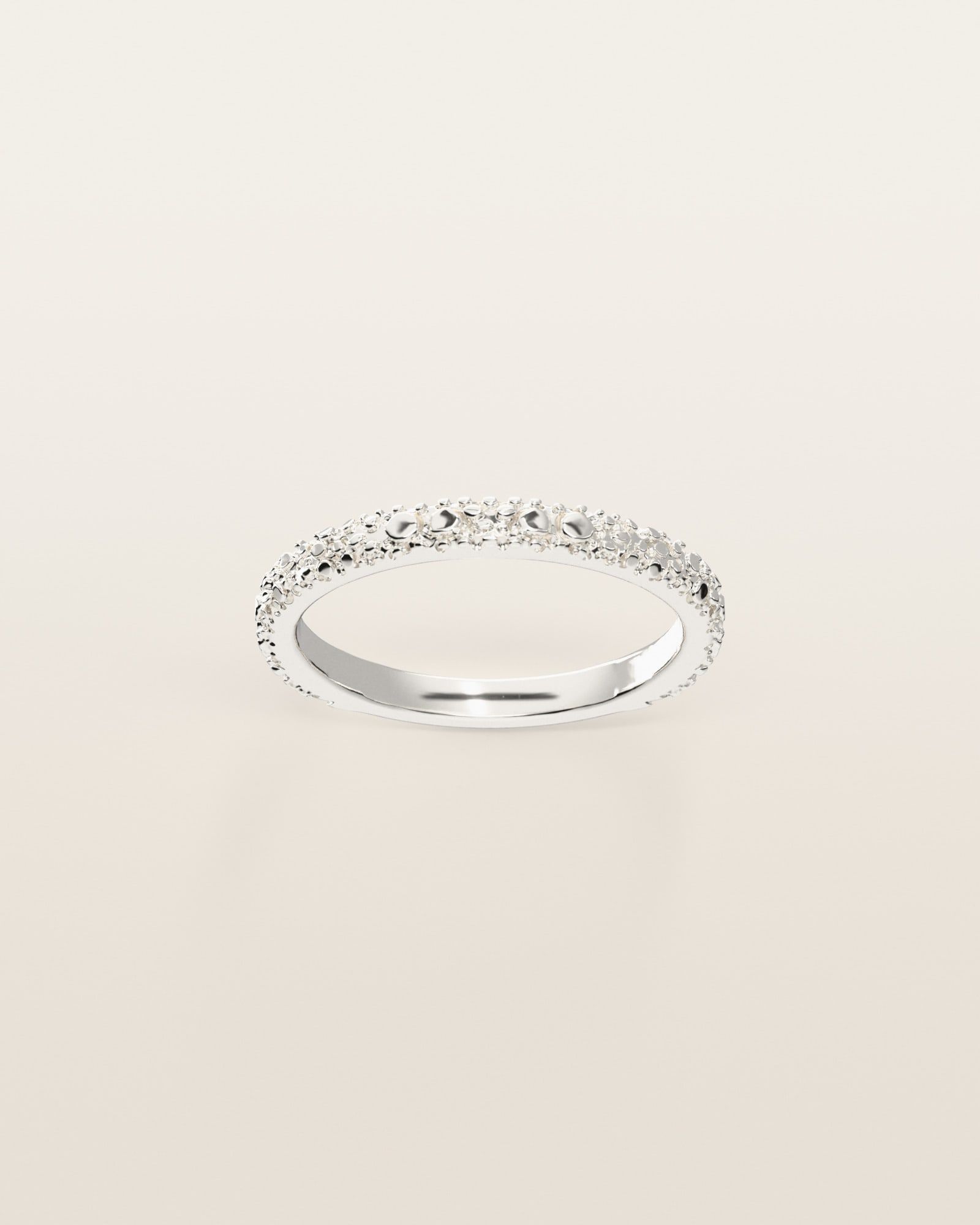 No. 106 Ripple nugget ring, the nugget pattern, face on, sterling silver, rendered from the production 3D file