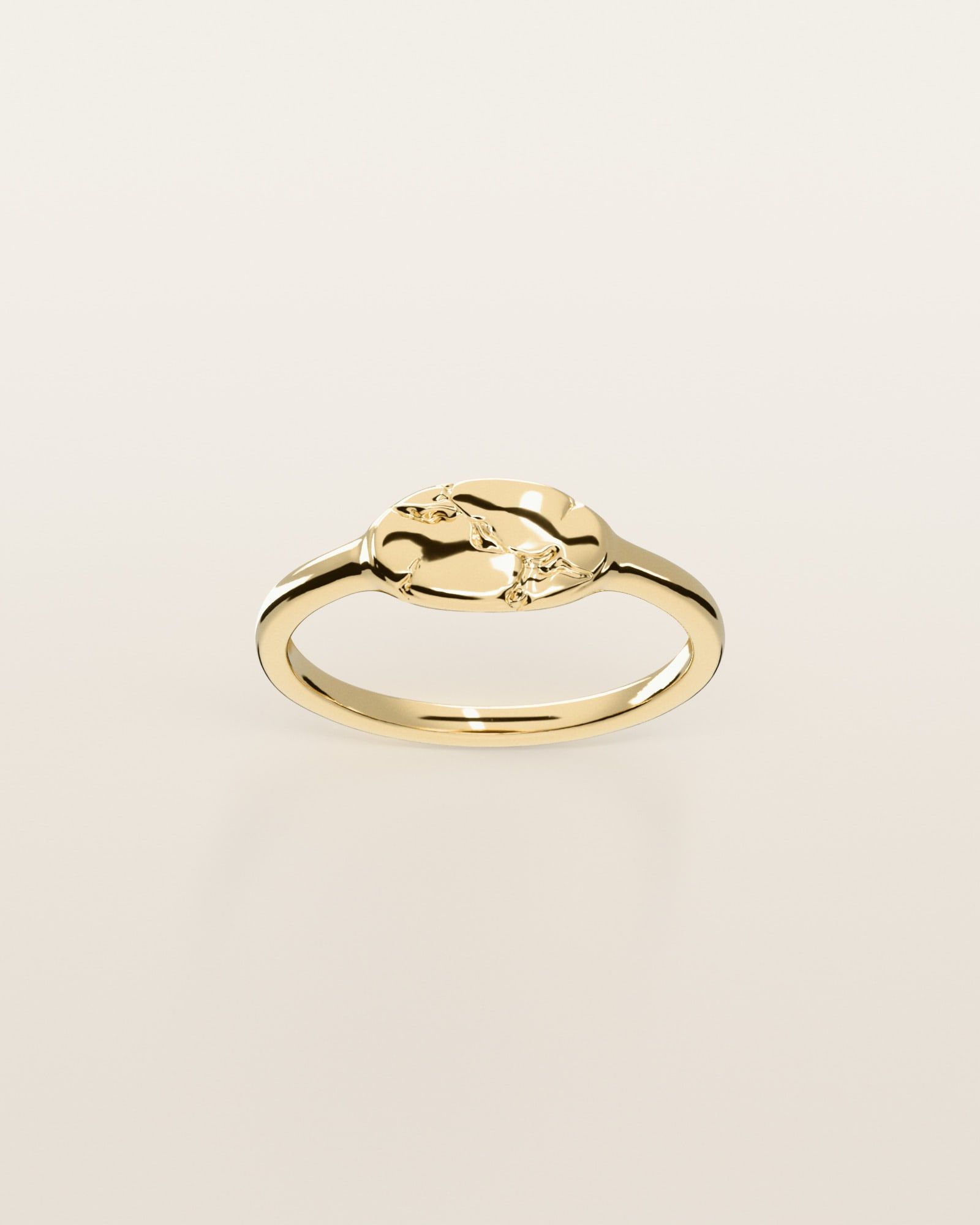 No. 525 Grain nugget ring, the nugget pattern, face on, 14K yellow gold, rendered from the production 3D file