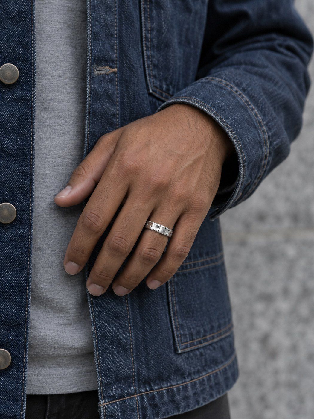 Slim No. 024 in sterling silver, worn on the hand