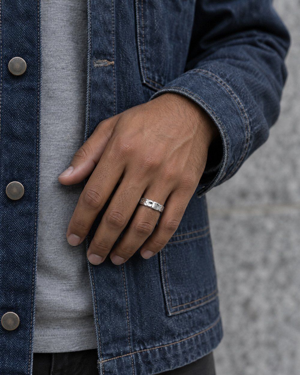 Slim No. 024 in sterling silver, worn on the hand