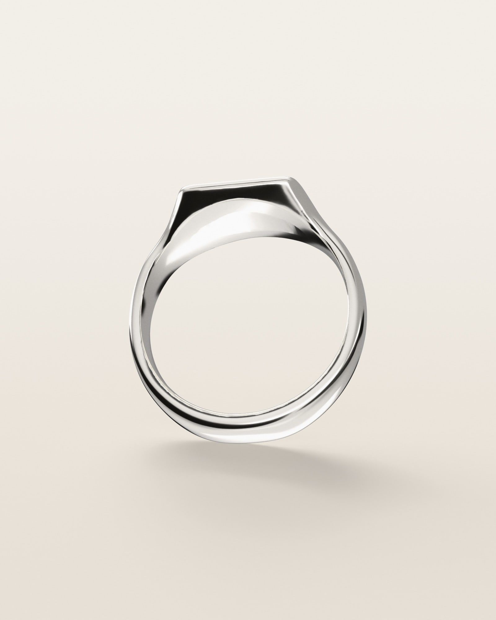 No. 431 Signet M nugget ring, underside, the inside of the band, sterling silver, rendered from the production 3D file