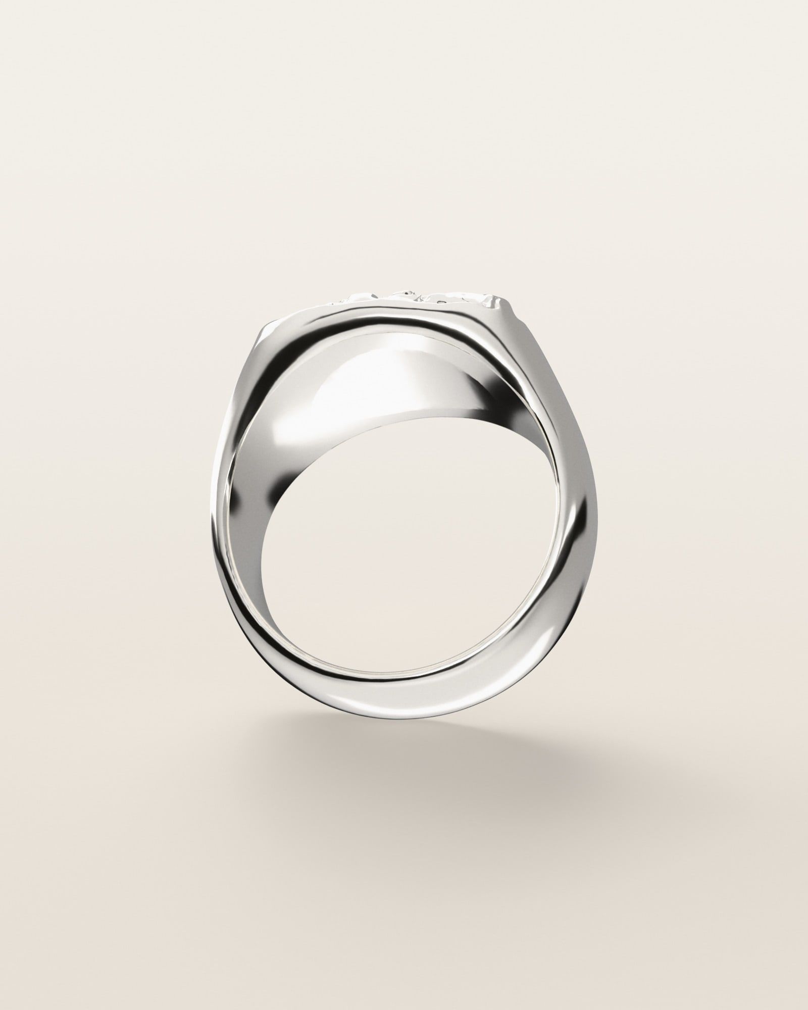 No. 014 The Block nugget ring, underside, the inside of the band, sterling silver, rendered from the production 3D file
