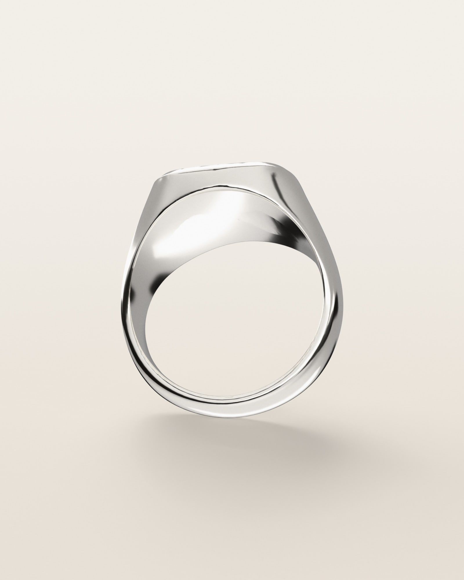No. 101 Tablet nugget ring, underside, the inside of the band, sterling silver, rendered from the production 3D file