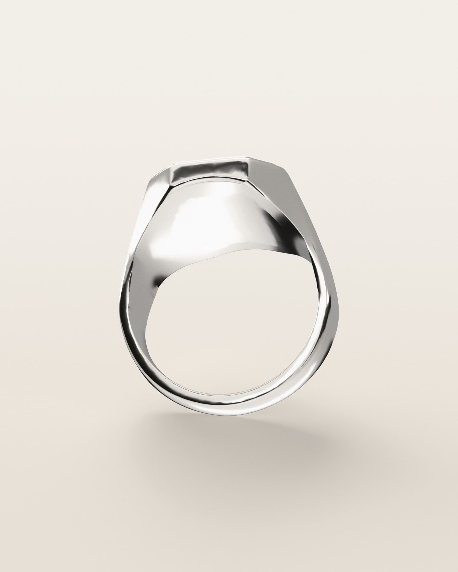 No. 504 Monolith nugget ring, underside, the inside of the band, sterling silver, rendered from the production 3D file