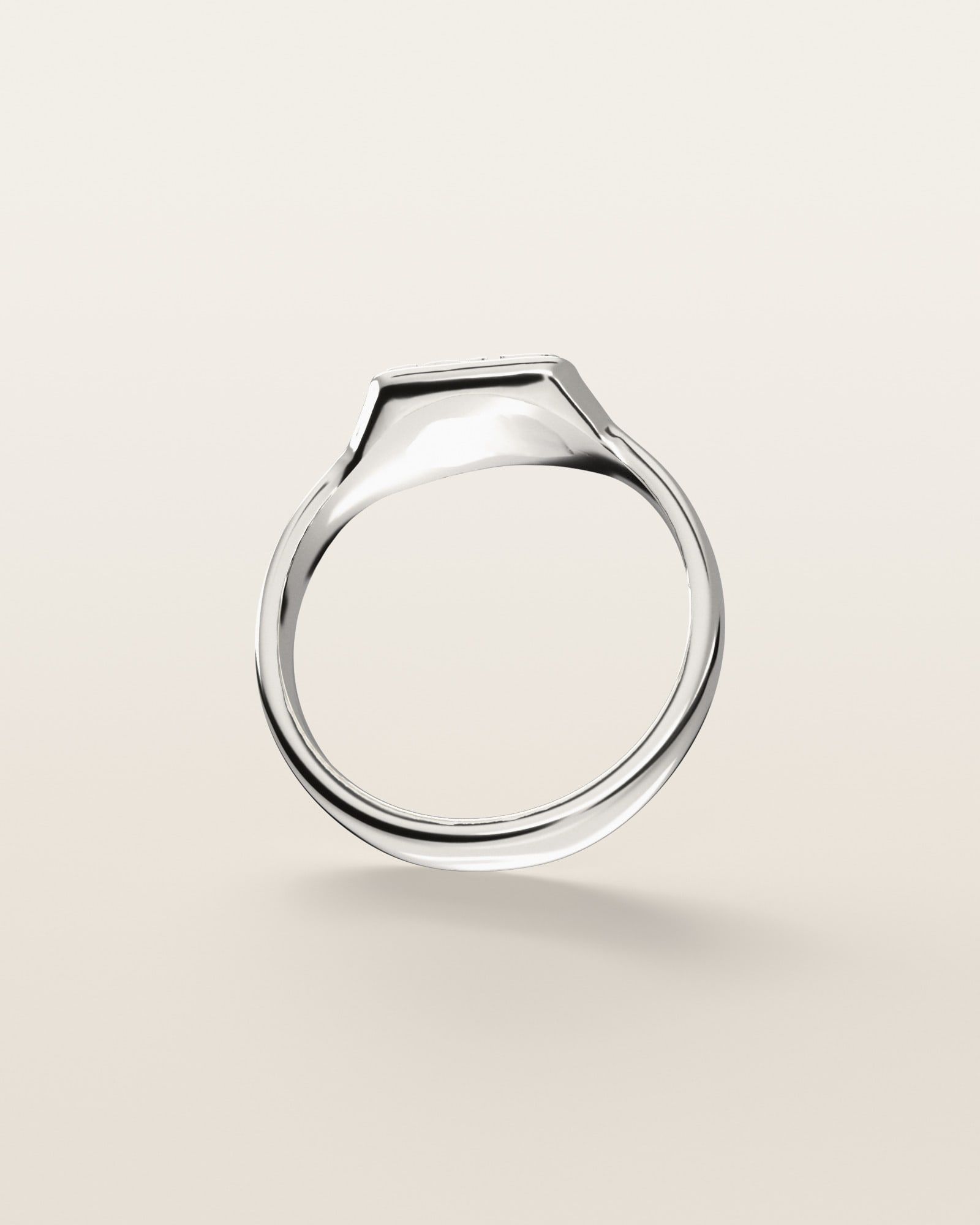 No. 430 Signet S nugget ring, underside, the inside of the band, sterling silver, rendered from the production 3D file