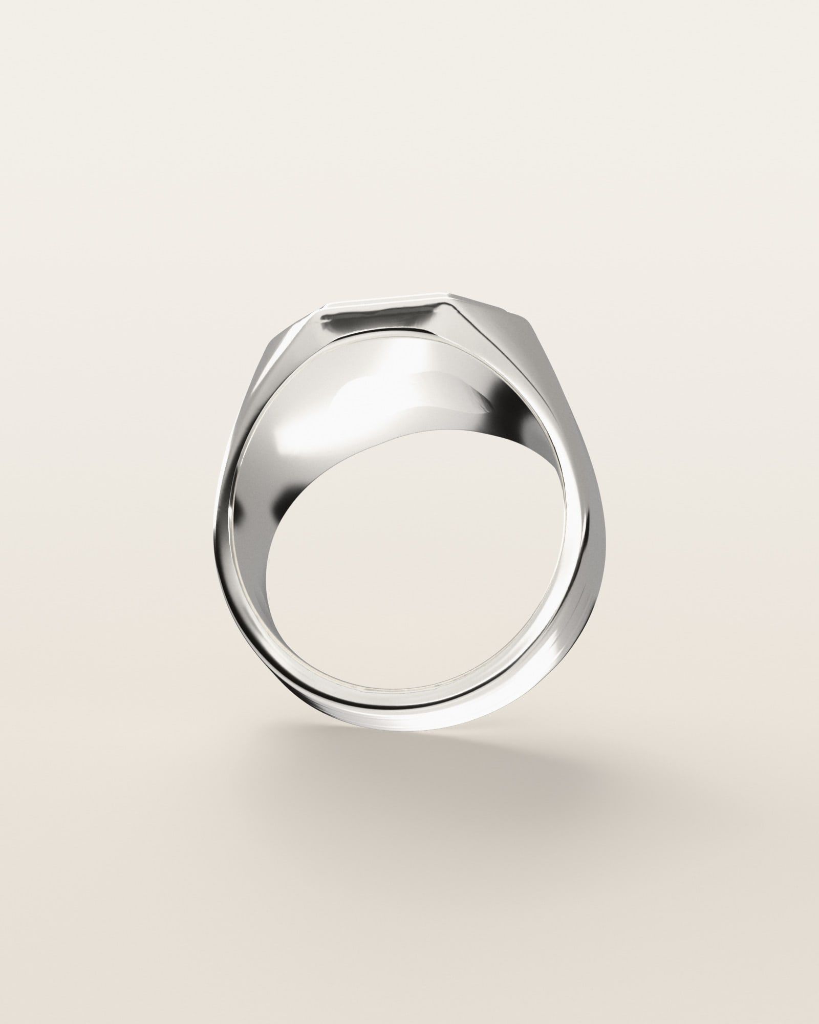 No. 531 Octagon nugget ring, underside, the inside of the band, sterling silver, rendered from the production 3D file