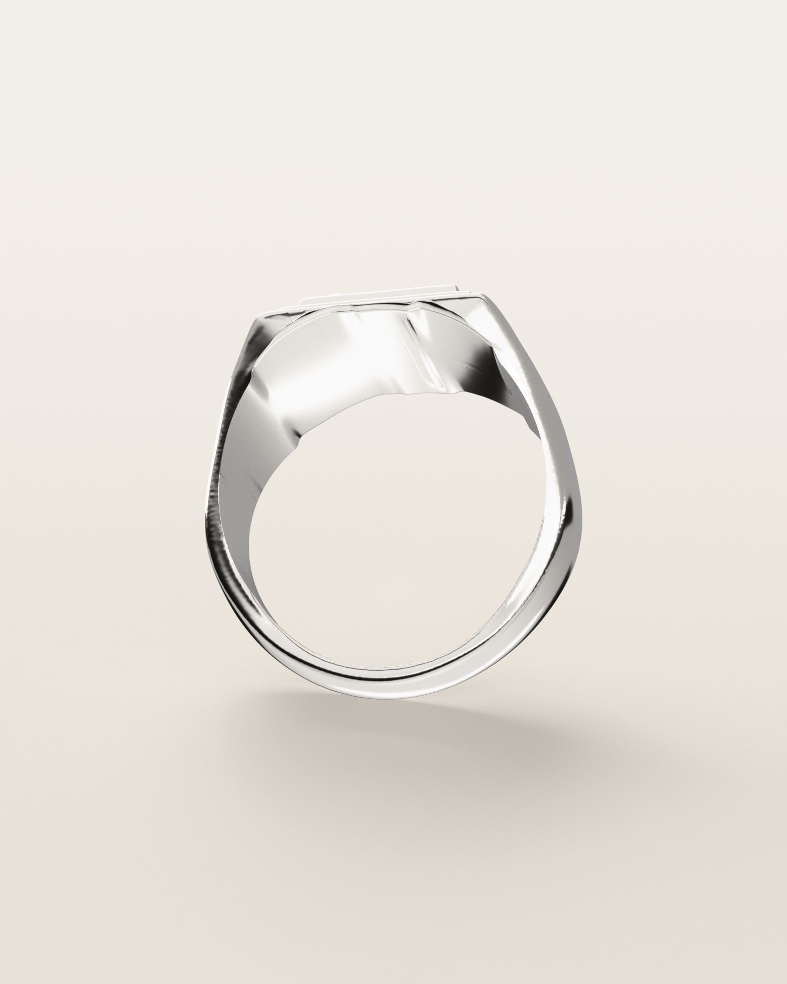 No. 534 Deco nugget ring, underside, the inside of the band, sterling silver, rendered from the production 3D file