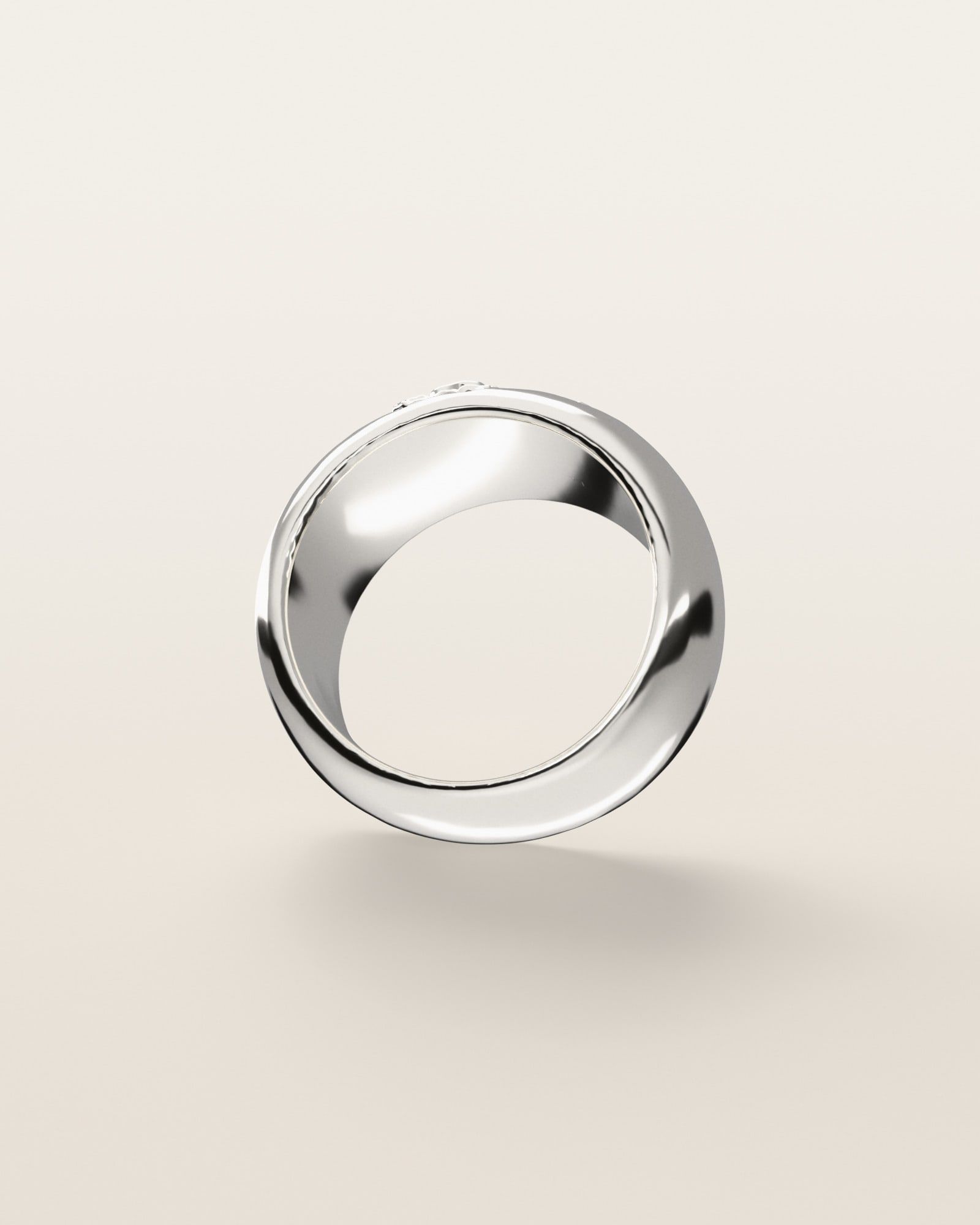No. 521 Outcrop nugget ring, underside, the inside of the band, sterling silver, rendered from the production 3D file