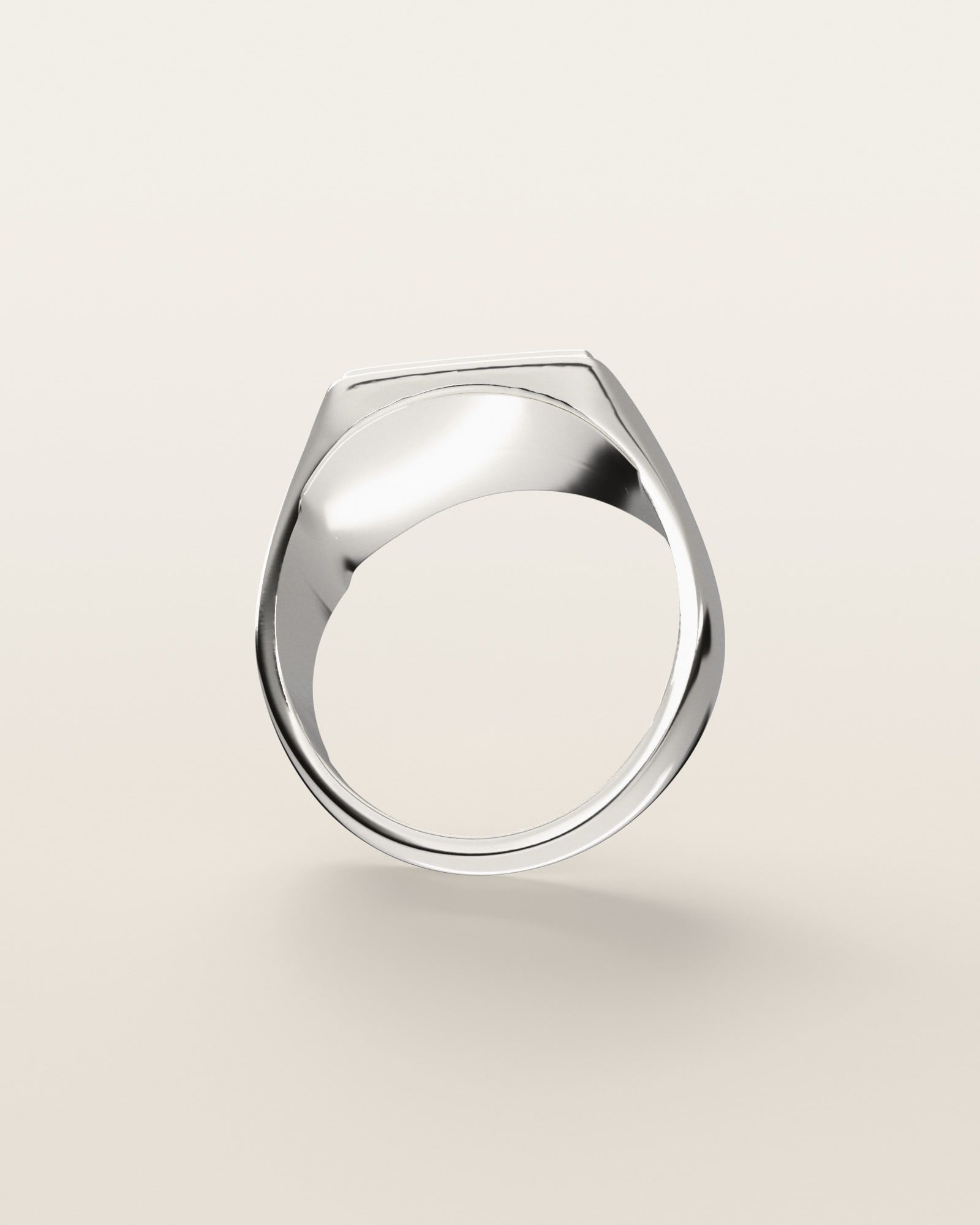 No. 535 Inverse nugget ring, underside, the inside of the band, sterling silver, rendered from the production 3D file