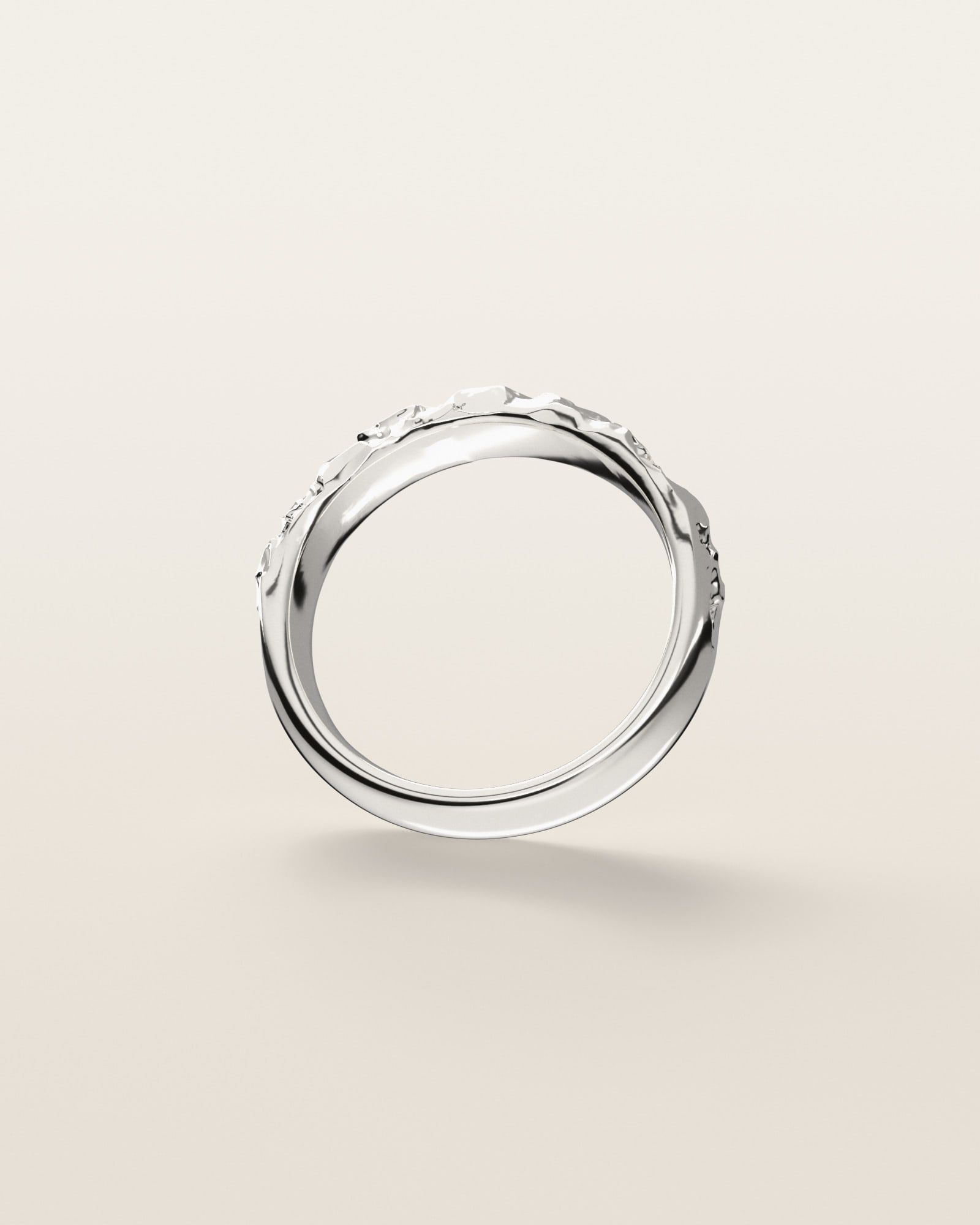 No. 024 Slim nugget ring, underside, the inside of the band, sterling silver, rendered from the production 3D file