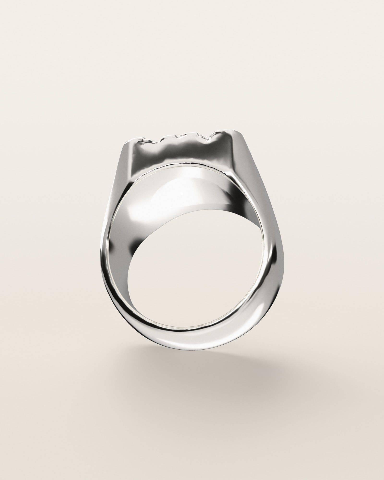No. 502 Bullion nugget ring, underside, the inside of the band, sterling silver, rendered from the production 3D file