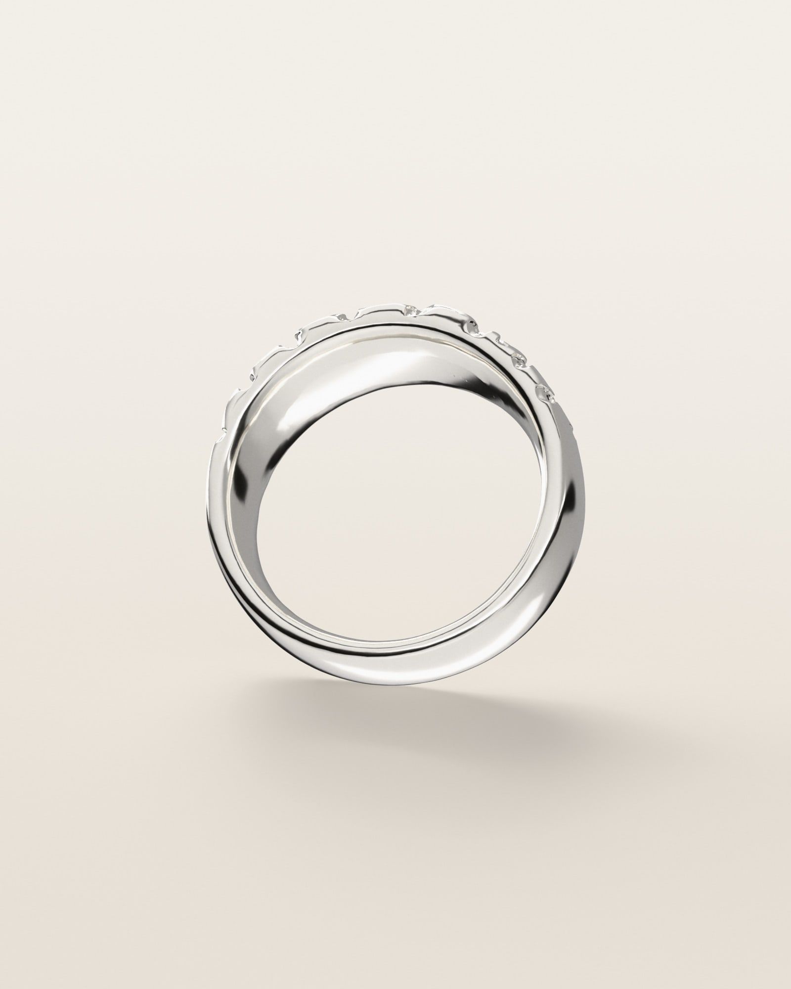 No. 102 Drift nugget ring, underside, the inside of the band, sterling silver, rendered from the production 3D file