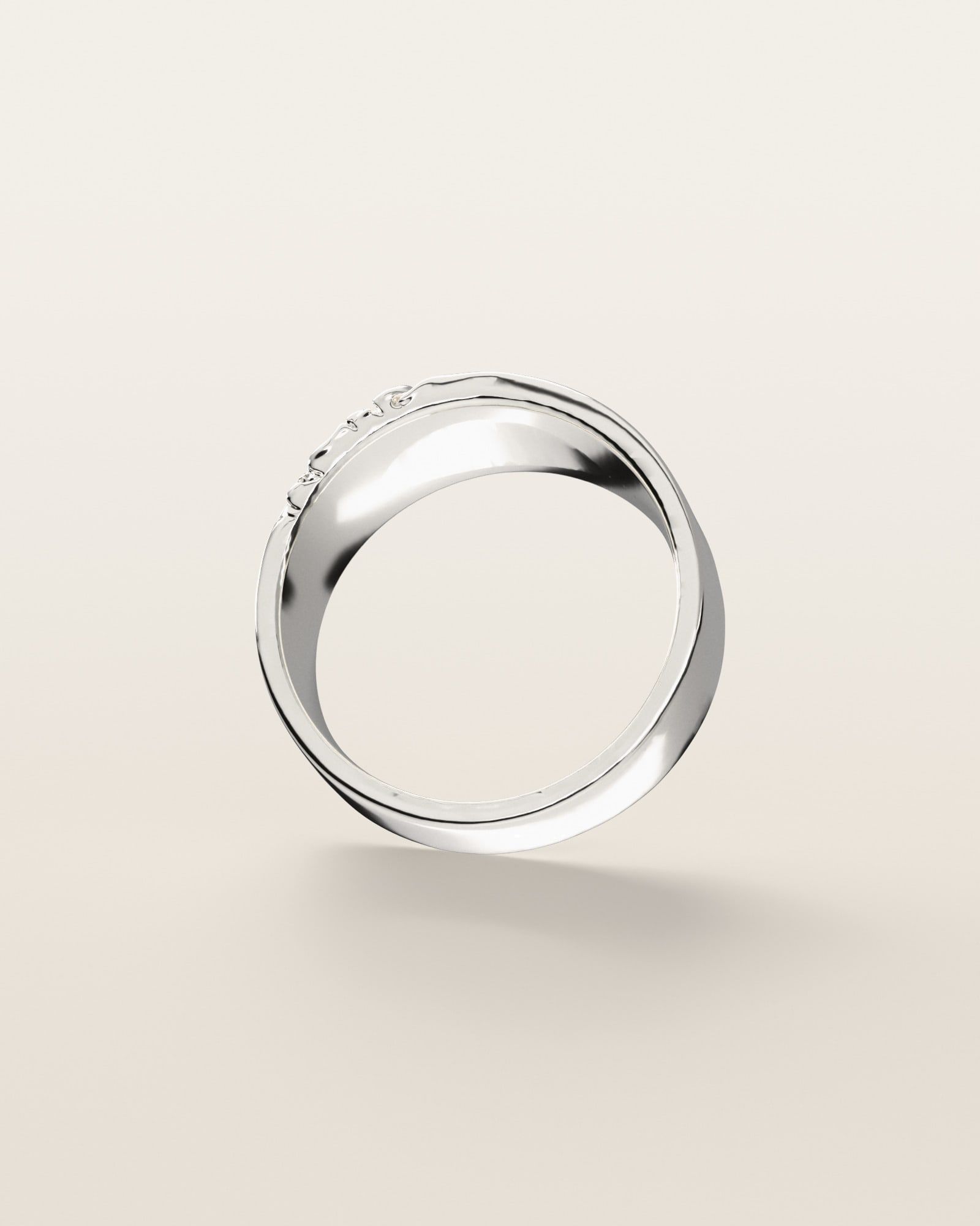 No. 518 Fault Line nugget ring, underside, the inside of the band, sterling silver, rendered from the production 3D file
