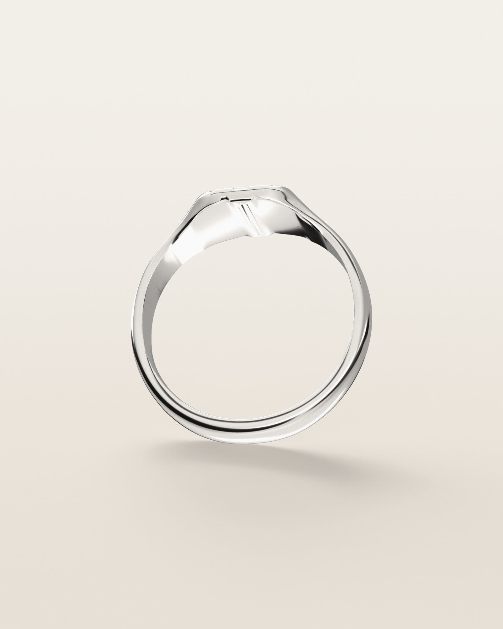 No. 445 Pinky nugget ring, underside, the inside of the band, sterling silver, rendered from the production 3D file