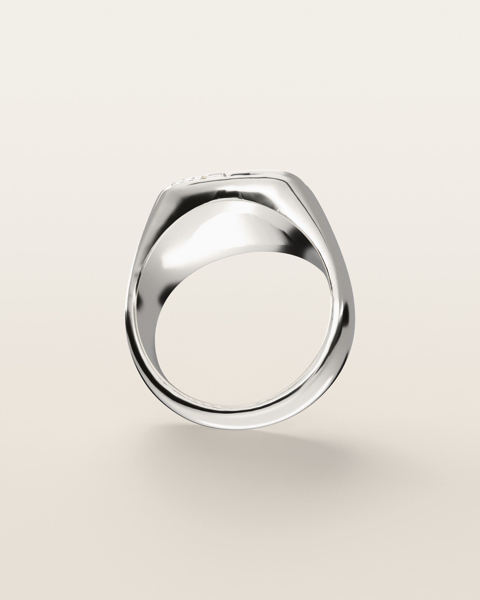 No. 520 Meridian nugget ring, underside, the inside of the band, sterling silver, rendered from the production 3D file