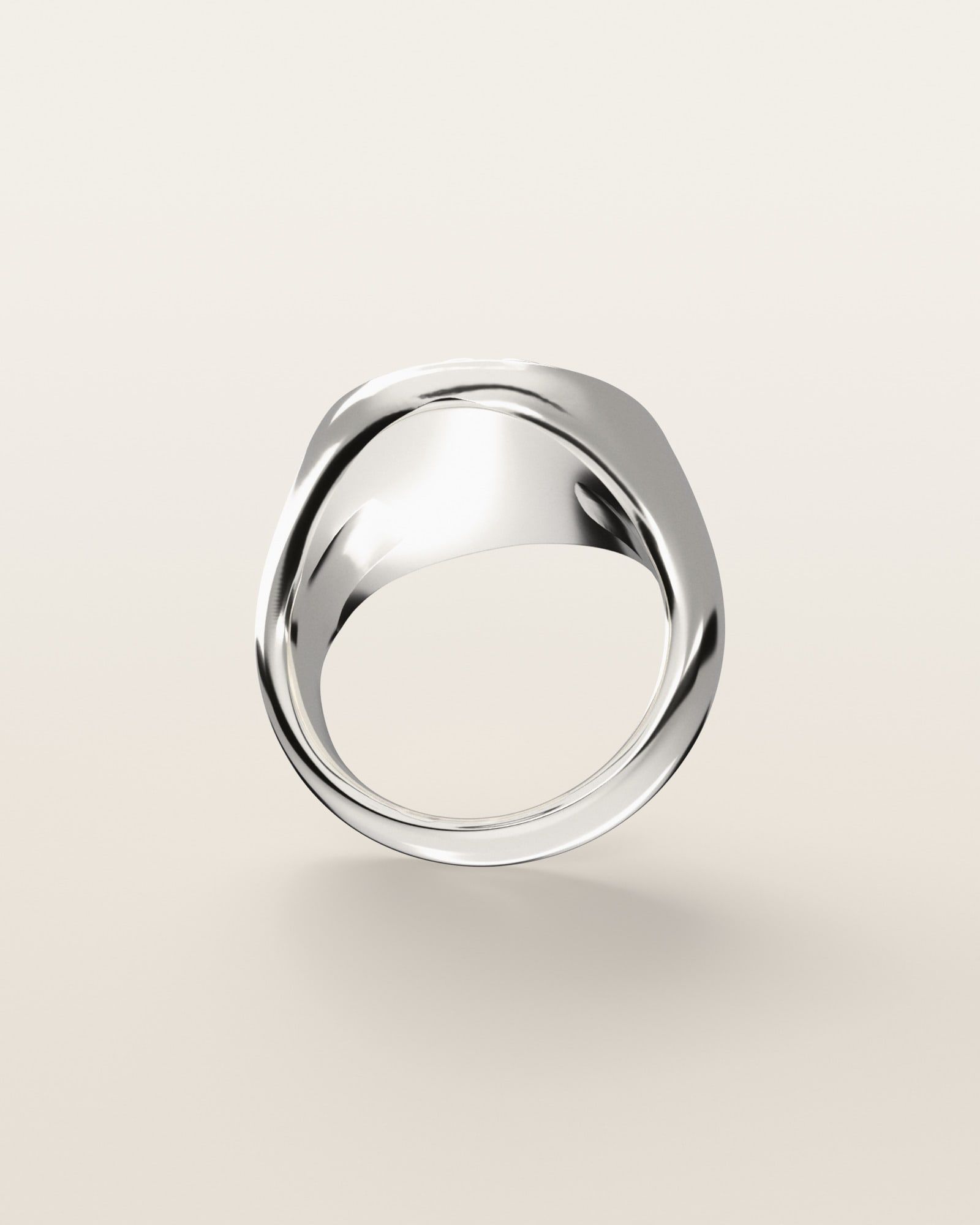 No. 404 Oval nugget ring, underside, the inside of the band, sterling silver, rendered from the production 3D file