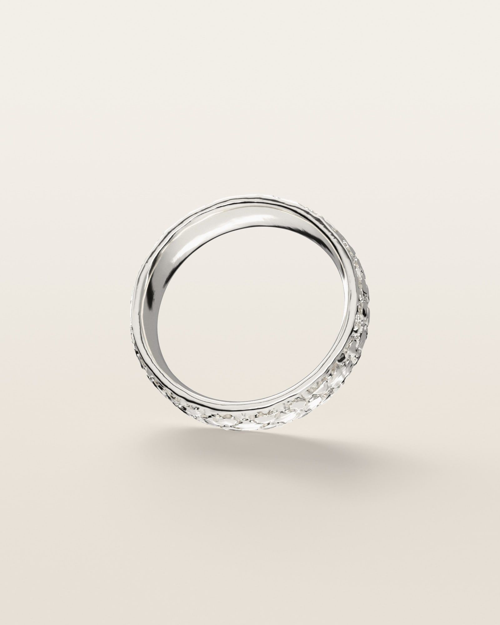 No. 441 Nugget Band 6 mm, underside, the inside of the band, sterling silver, rendered from the production 3D file