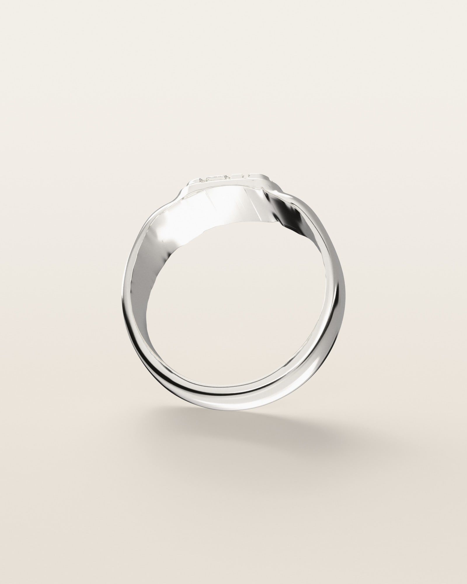No. 405 Pinky nugget ring, underside, the inside of the band, sterling silver, rendered from the production 3D file