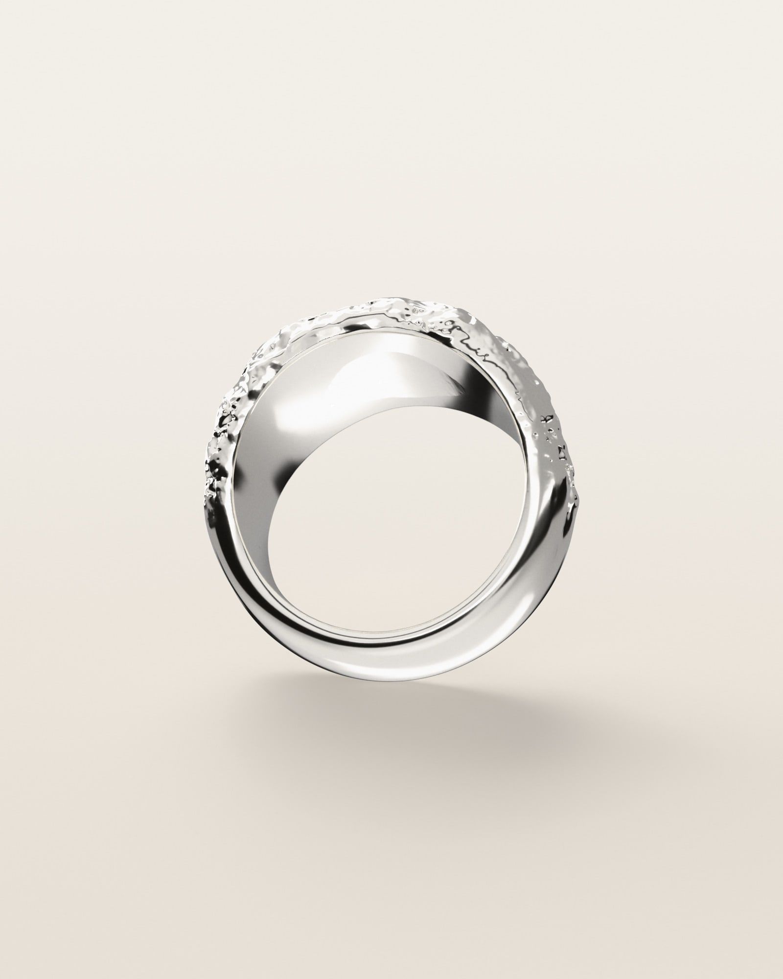 No. 011 Channel nugget ring, underside, the inside of the band, sterling silver, rendered from the production 3D file
