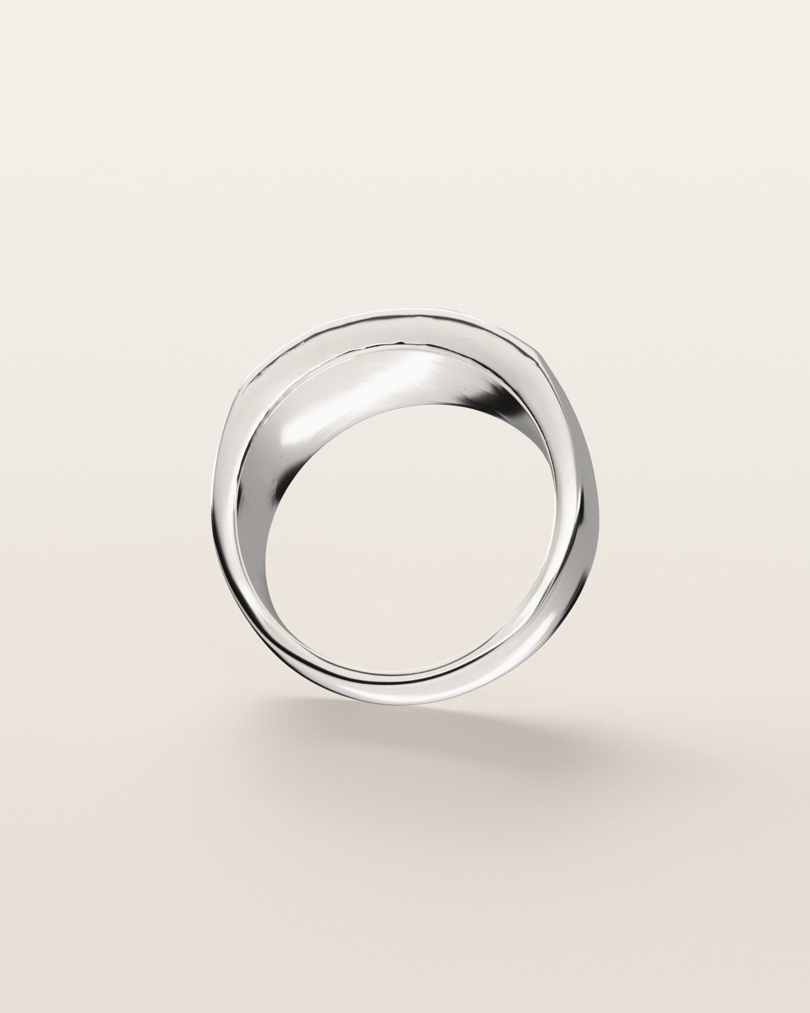No. 536 Triptych nugget ring, underside, the inside of the band, sterling silver, rendered from the production 3D file