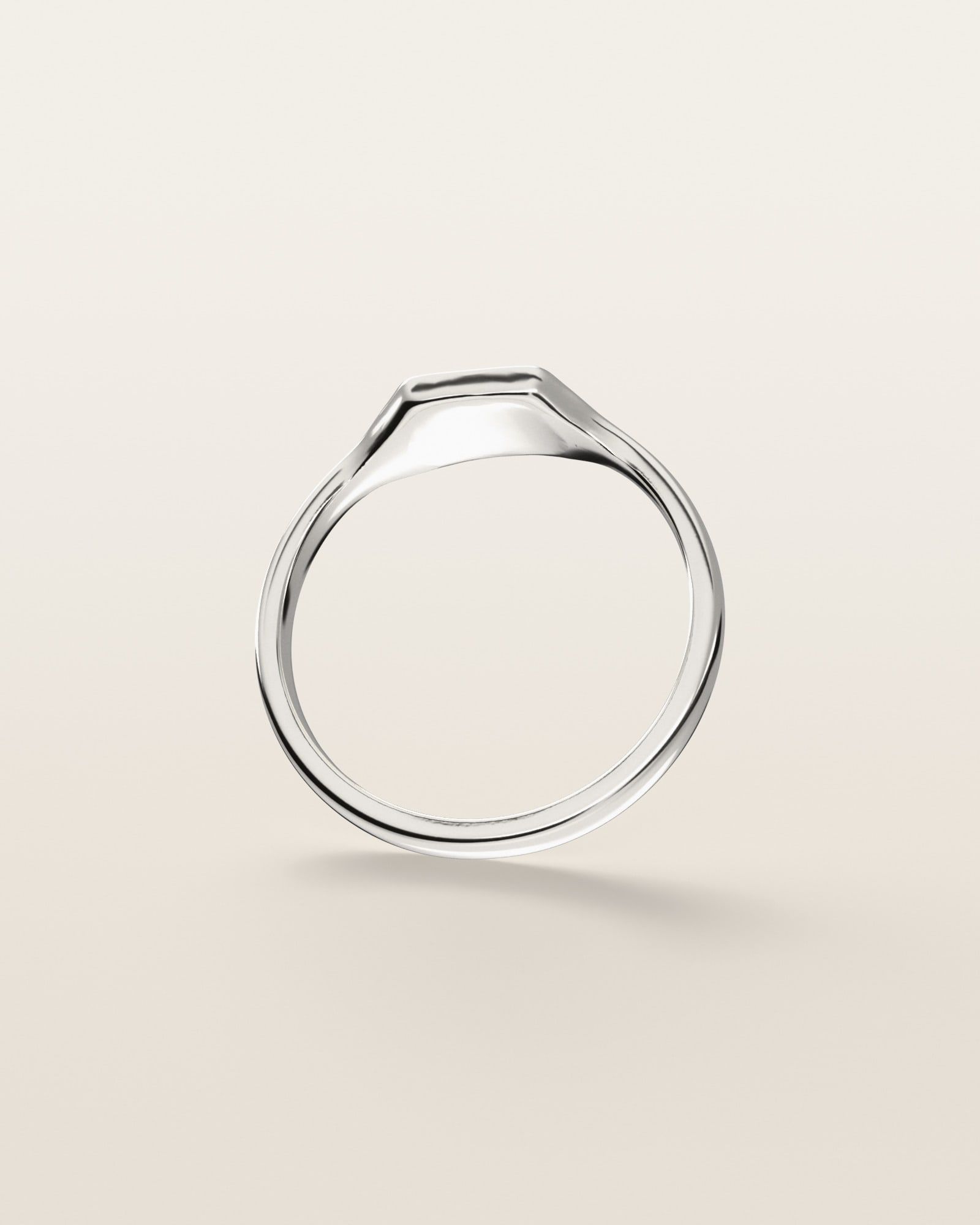 No. 446 Signet XS nugget ring, underside, the inside of the band, sterling silver, rendered from the production 3D file