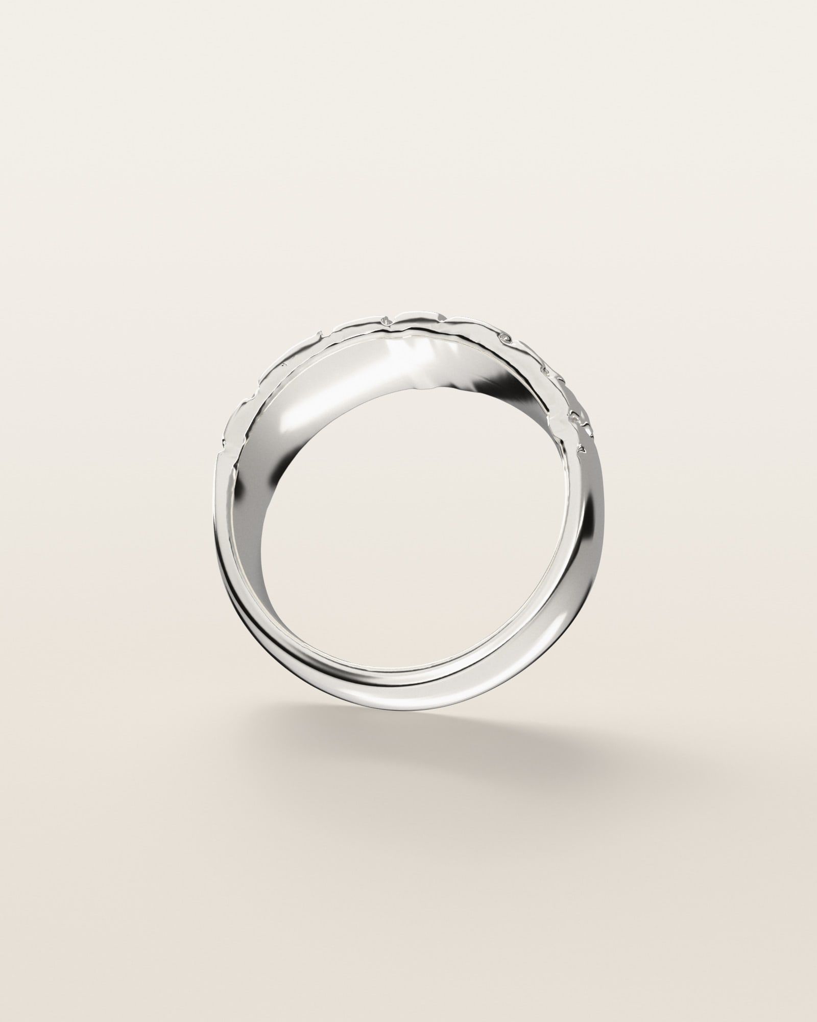 No. 403 Classic Taper nugget ring, underside, the inside of the band, sterling silver, rendered from the production 3D file