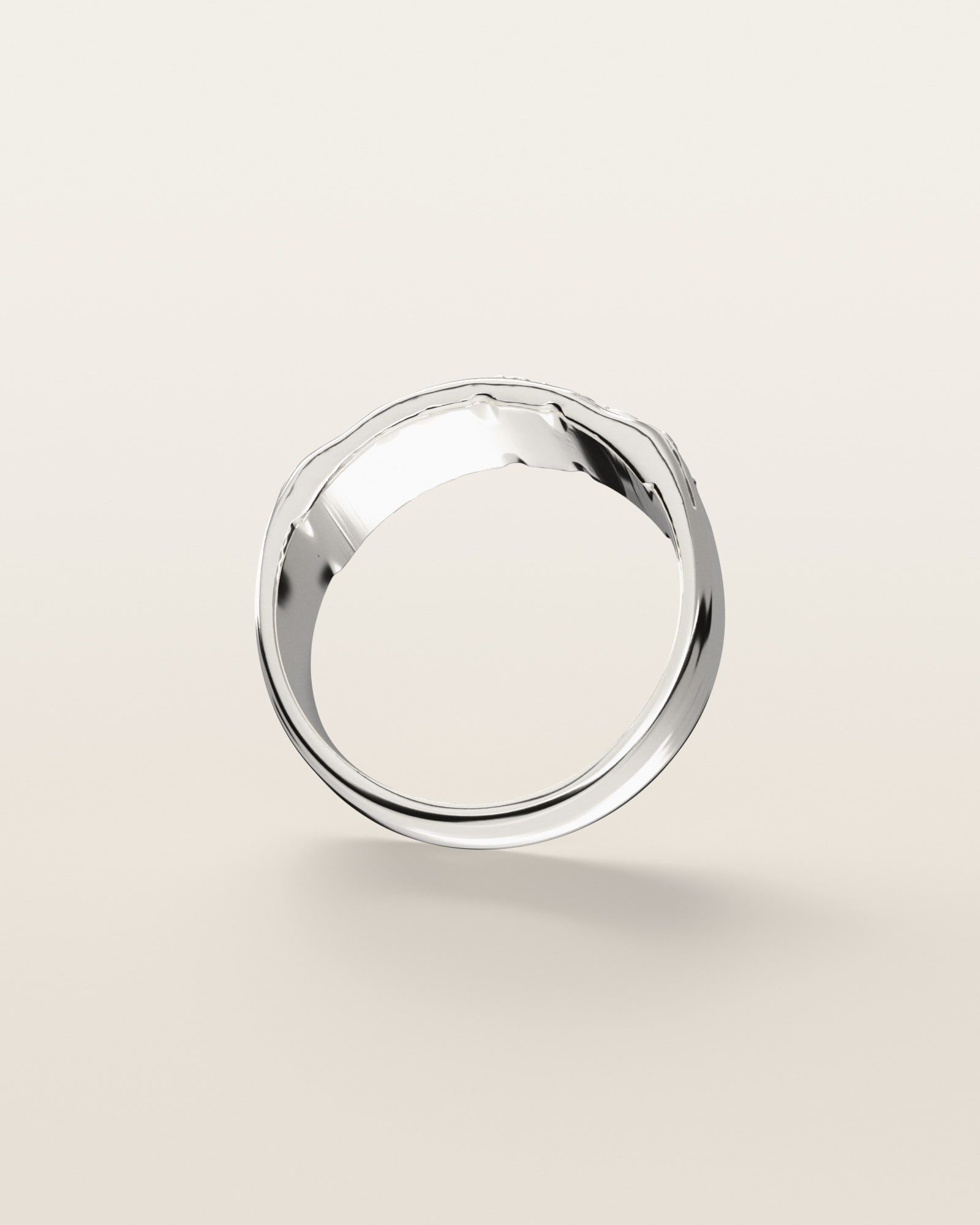 No. 509 Ledge nugget ring, underside, the inside of the band, sterling silver, rendered from the production 3D file
