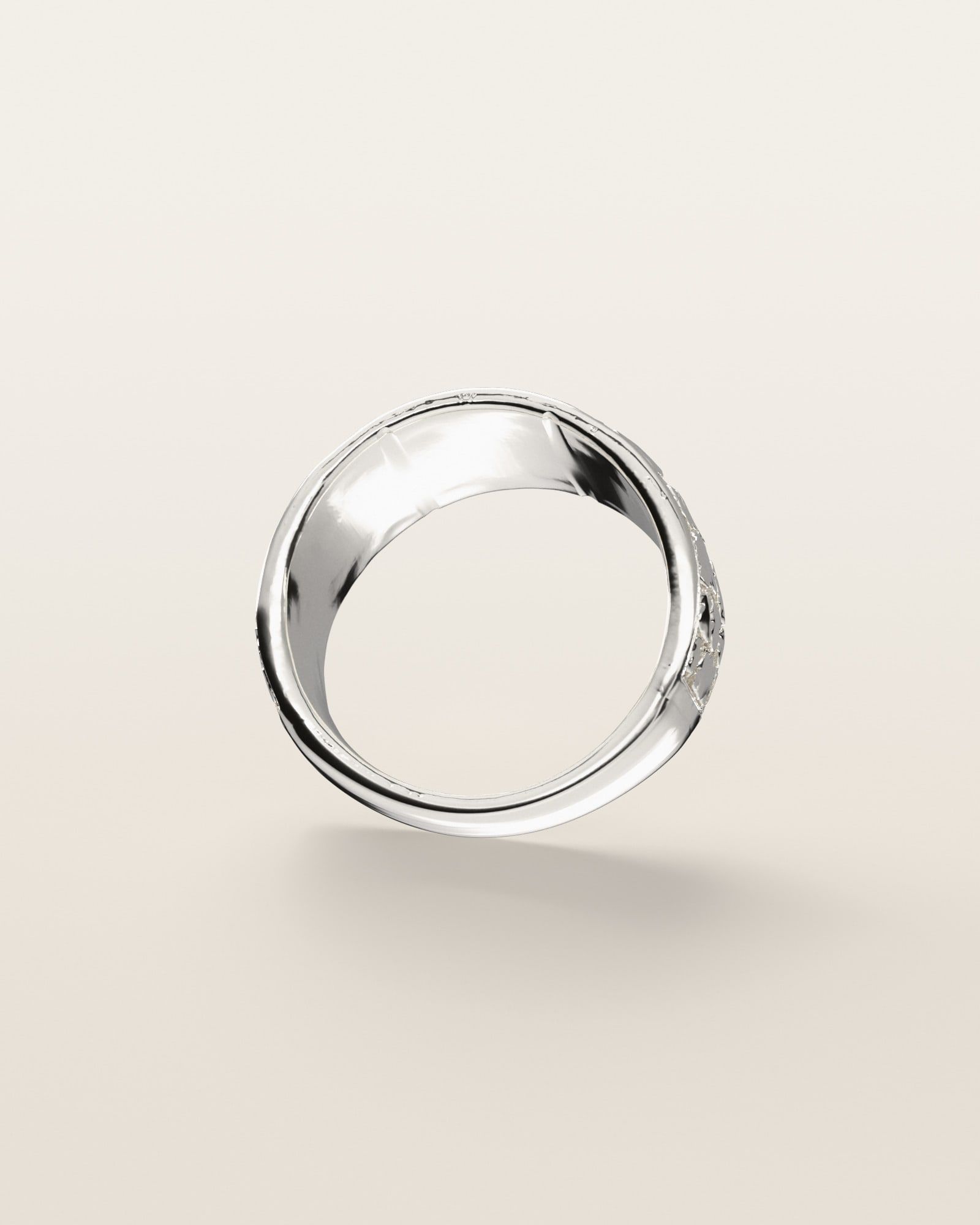 No. 440 Classic Taper nugget ring, underside, the inside of the band, sterling silver, rendered from the production 3D file