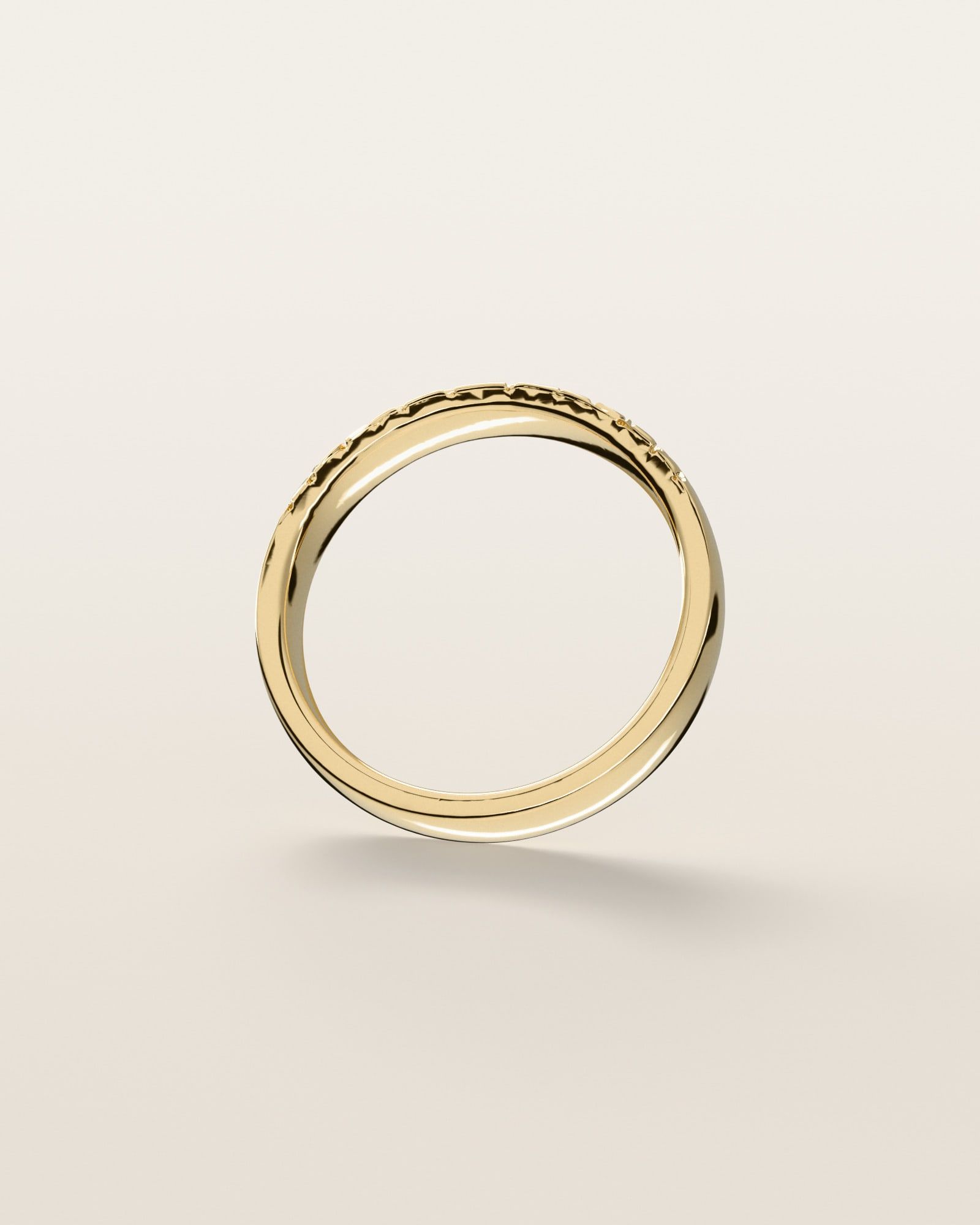 No. 527 Thread nugget ring, underside, the inside of the band, 14K yellow gold, rendered from the production 3D file