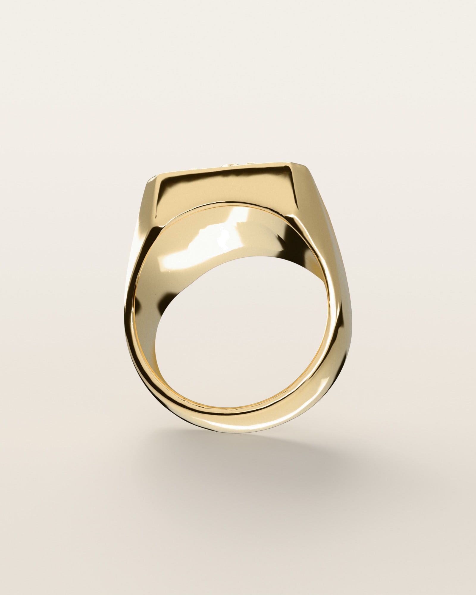 No. 501 Anvil nugget ring, underside, the inside of the band, 14K yellow gold, rendered from the production 3D file