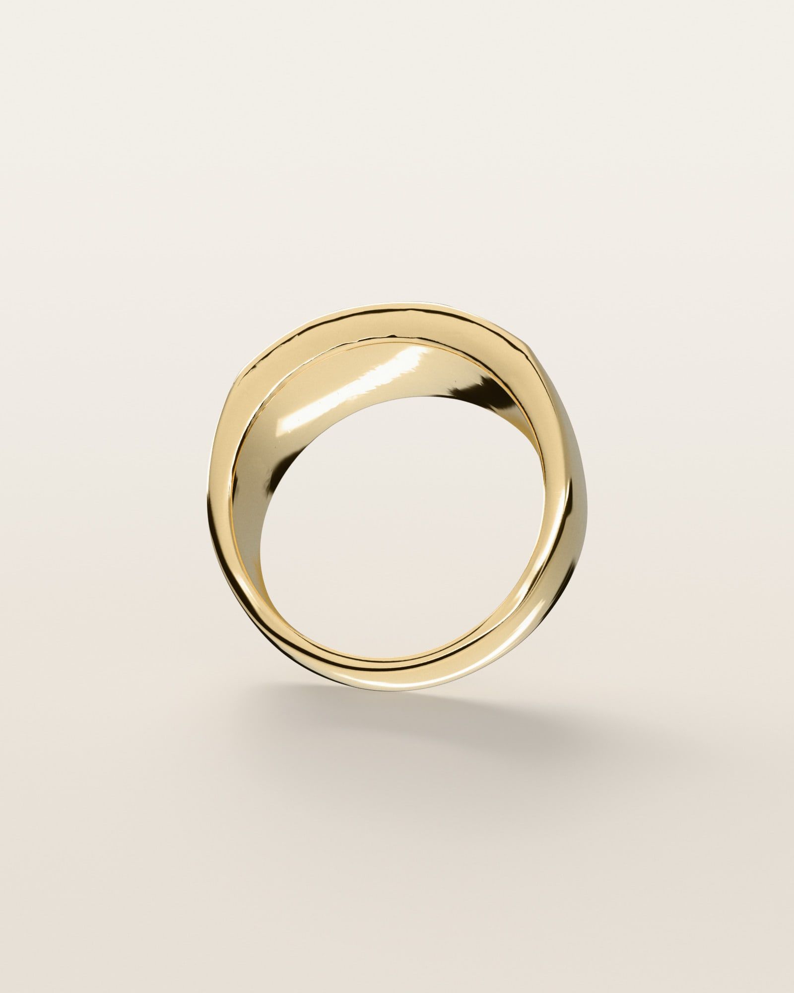 No. 536 Triptych nugget ring, underside, the inside of the band, 14K yellow gold, rendered from the production 3D file