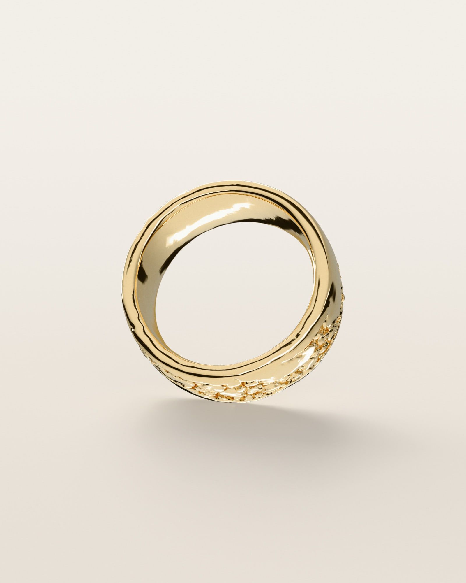 No. 519 Seam nugget ring, underside, the inside of the band, 14K yellow gold, rendered from the production 3D file