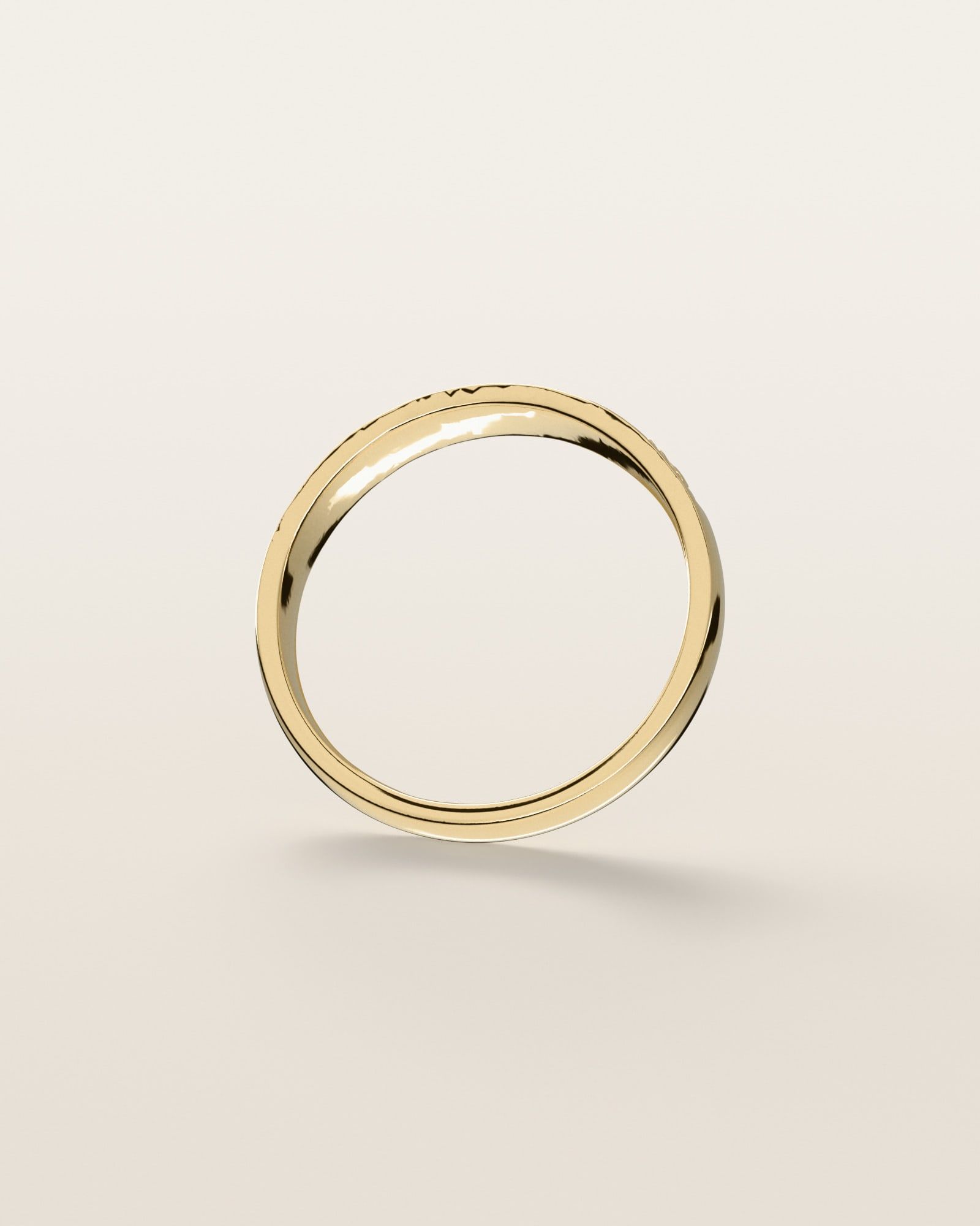 No. 526 Cascade nugget ring, underside, the inside of the band, 14K yellow gold, rendered from the production 3D file