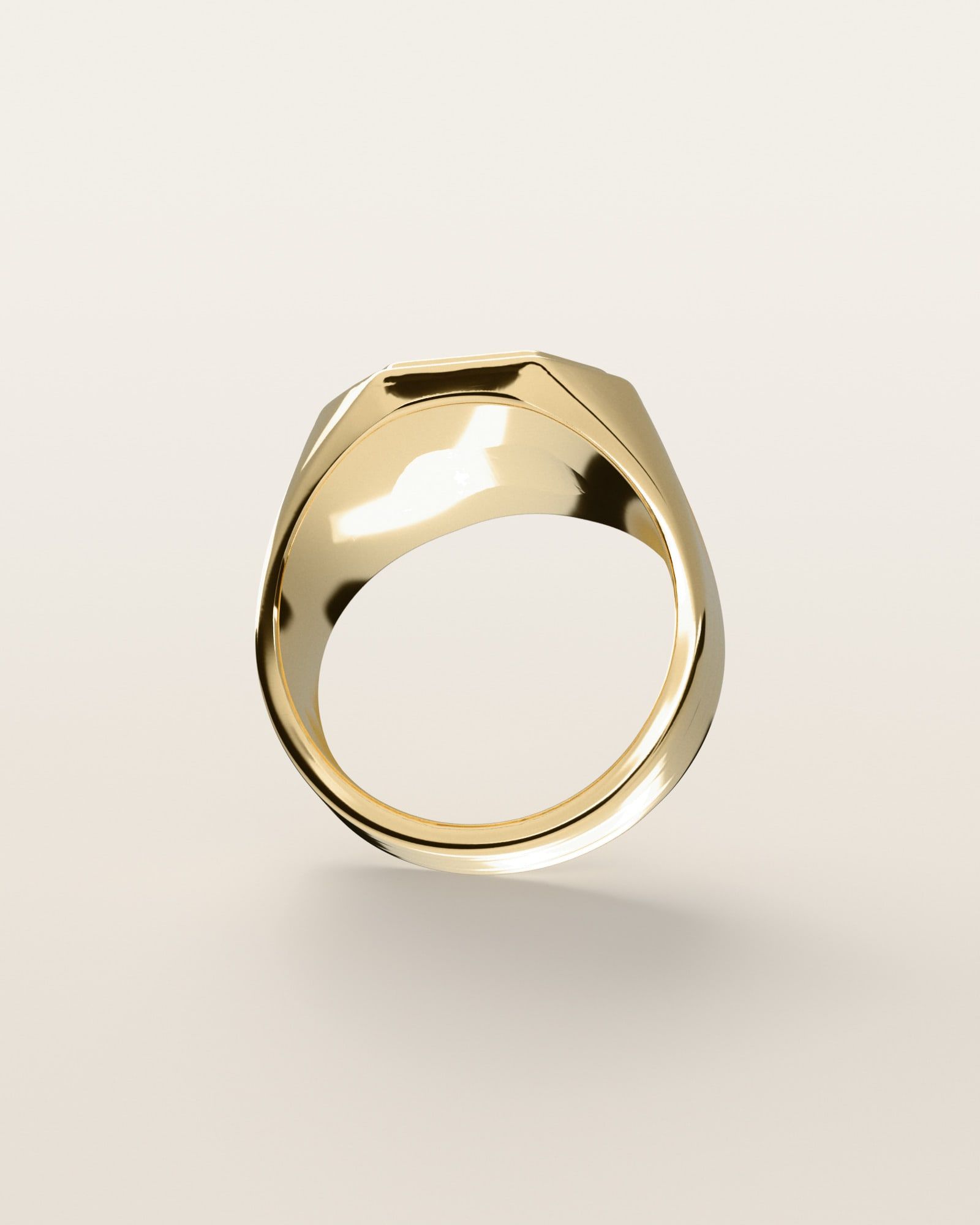 No. 531 Octagon nugget ring, underside, the inside of the band, 14K yellow gold, rendered from the production 3D file