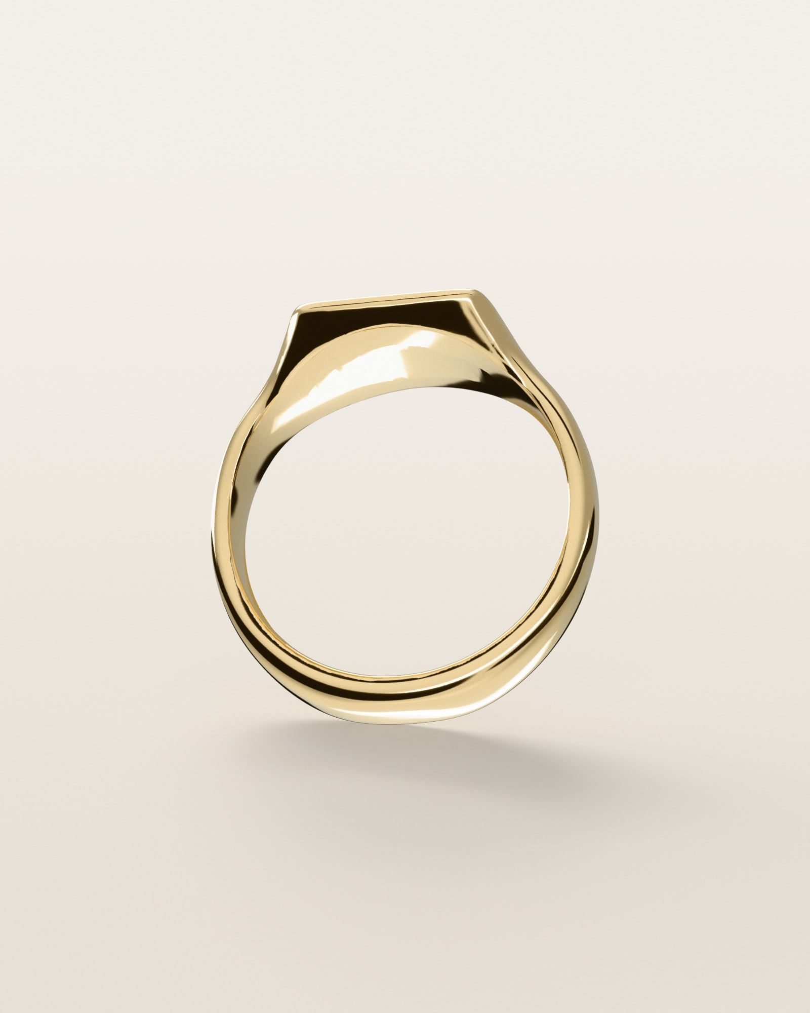 No. 431 Signet M nugget ring, underside, the inside of the band, 14K yellow gold, rendered from the production 3D file