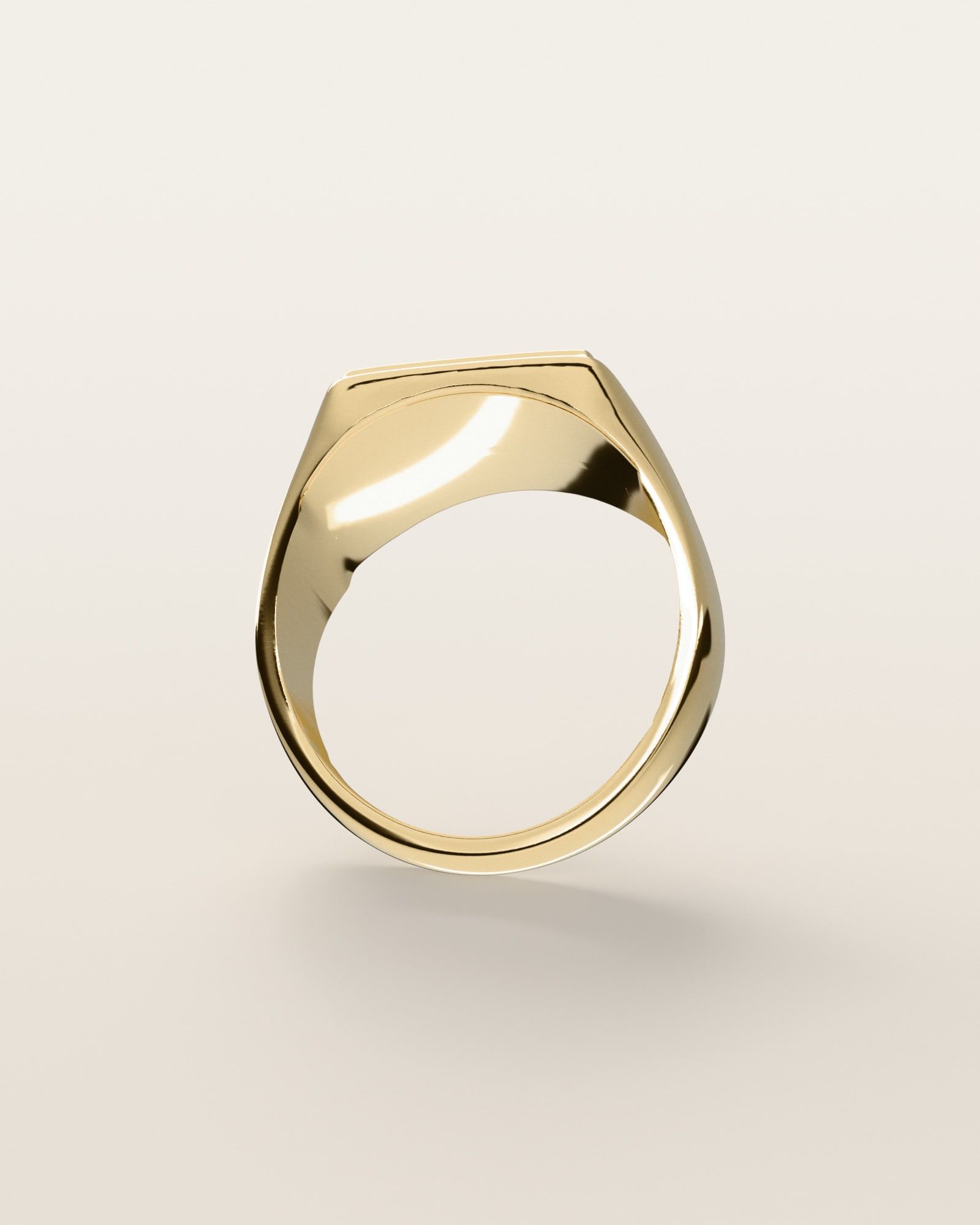 No. 535 Inverse nugget ring, underside, the inside of the band, 14K yellow gold, rendered from the production 3D file