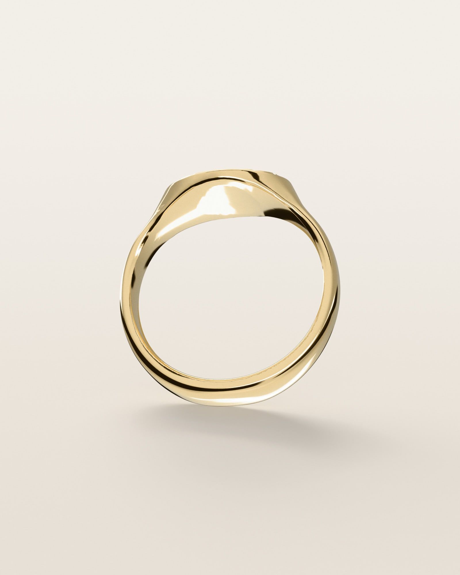 No. 435 Oval nugget ring, underside, the inside of the band, 14K yellow gold, rendered from the production 3D file