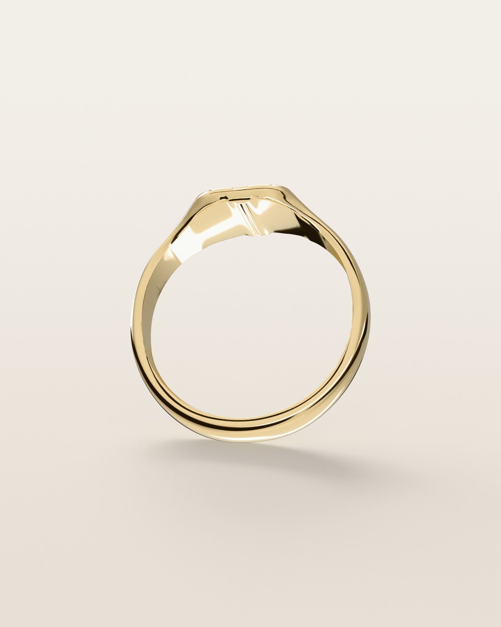 No. 445 Pinky nugget ring, underside, the inside of the band, 14K yellow gold, rendered from the production 3D file