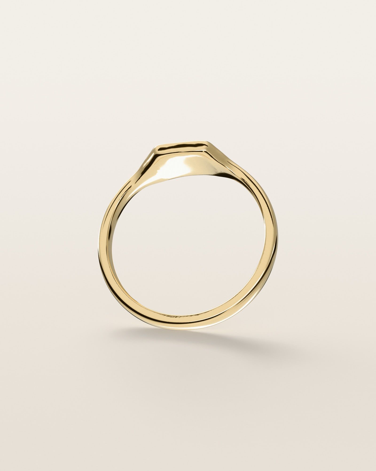 No. 446 Signet XS nugget ring, underside, the inside of the band, 14K yellow gold, rendered from the production 3D file
