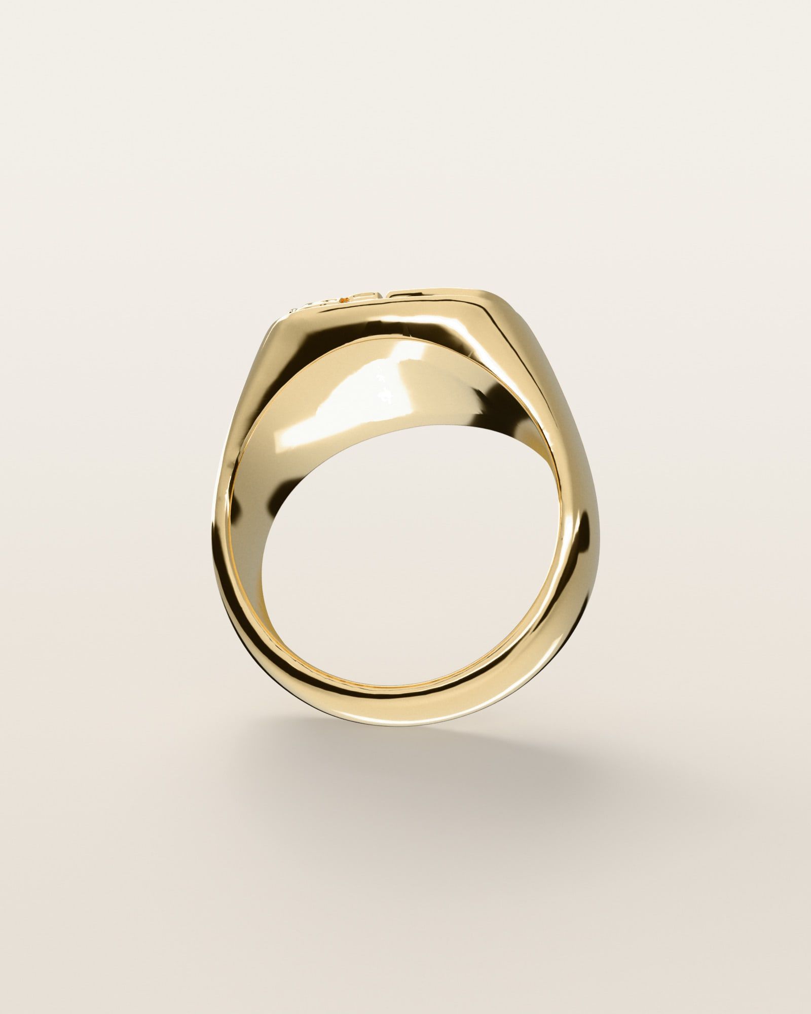 No. 520 Meridian nugget ring, underside, the inside of the band, 14K yellow gold, rendered from the production 3D file