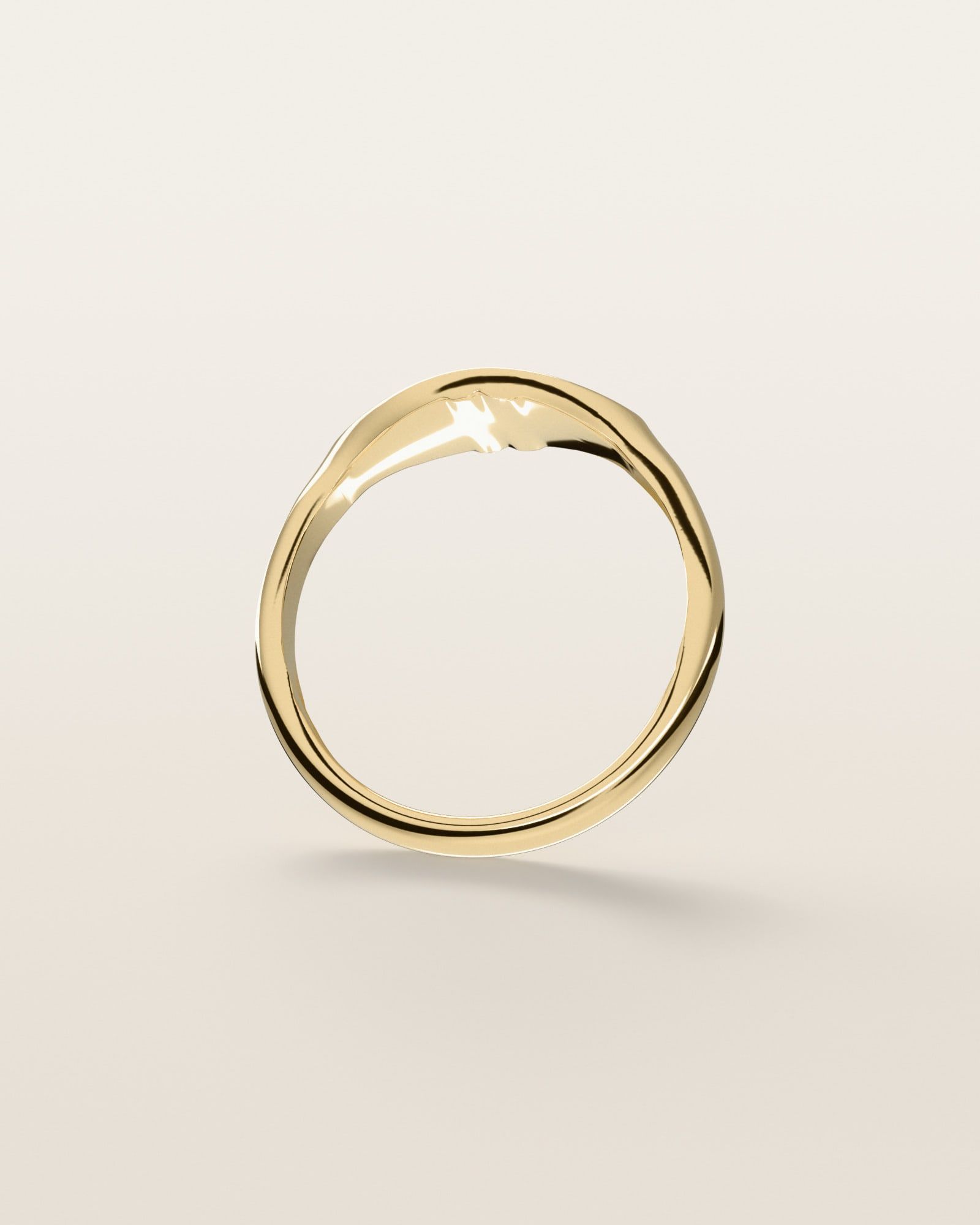 No. 530 Navette nugget ring, underside, the inside of the band, 14K yellow gold, rendered from the production 3D file