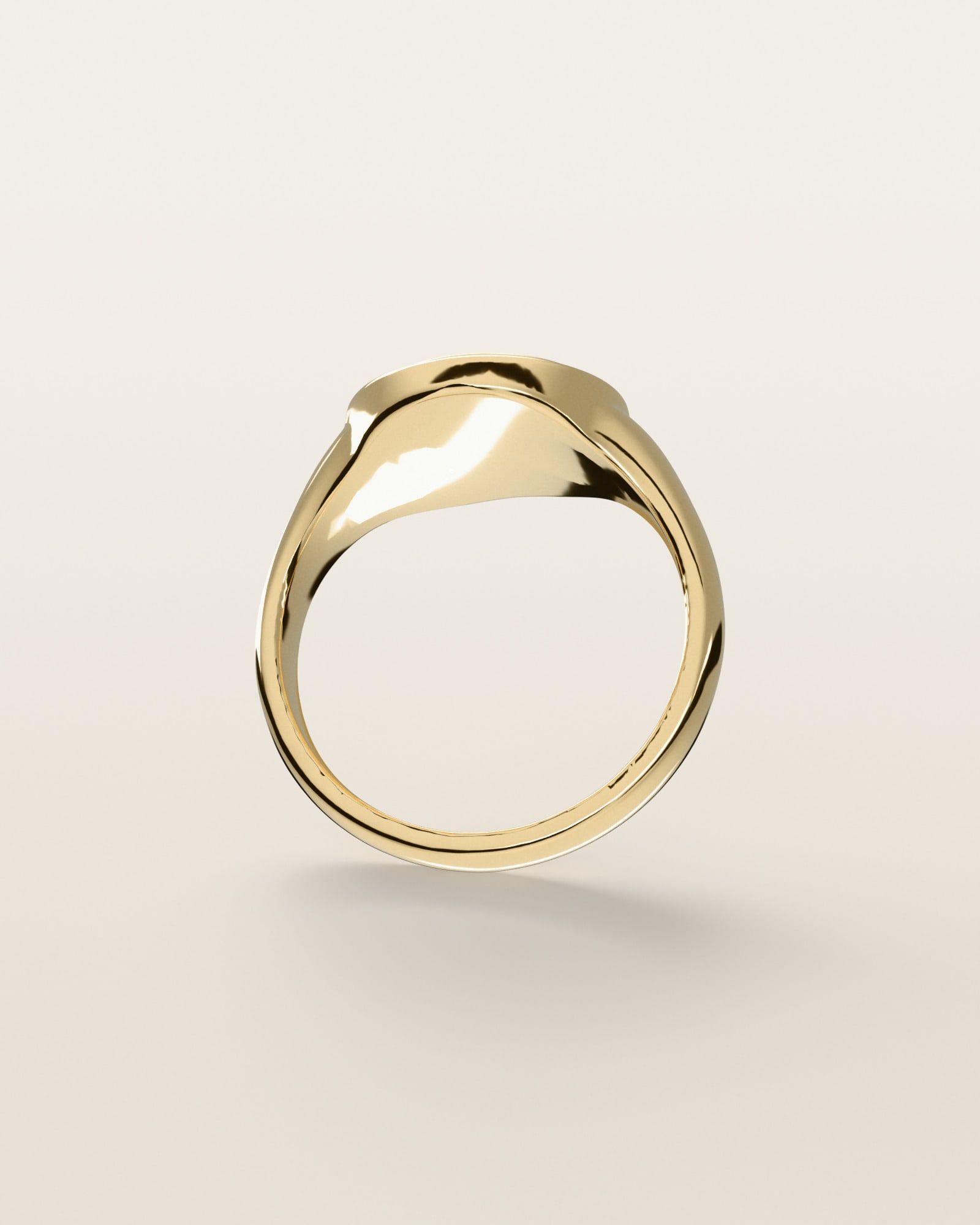 No. 104 Knuckle nugget ring, underside, the inside of the band, 14K yellow gold, rendered from the production 3D file