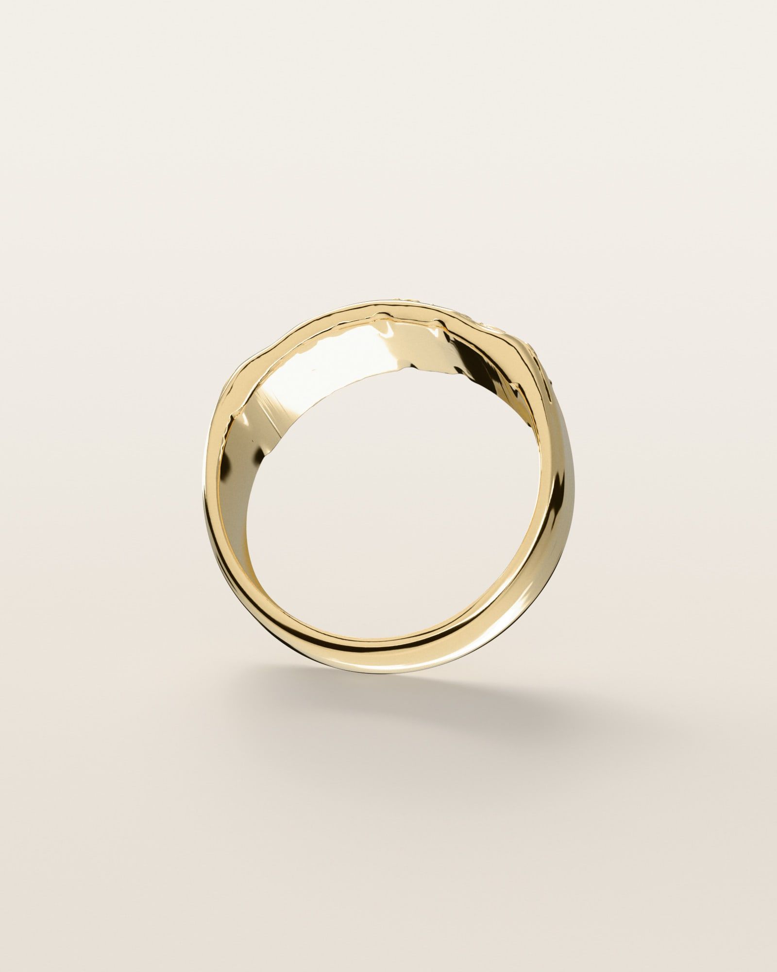 No. 509 Ledge nugget ring, underside, the inside of the band, 14K yellow gold, rendered from the production 3D file