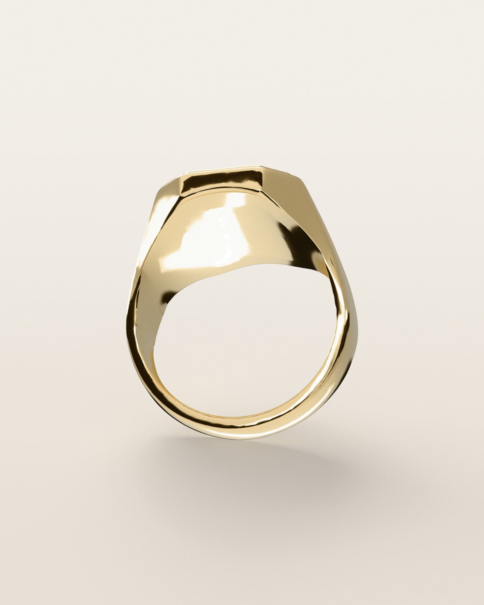 No. 504 Monolith nugget ring, underside, the inside of the band, 14K yellow gold, rendered from the production 3D file