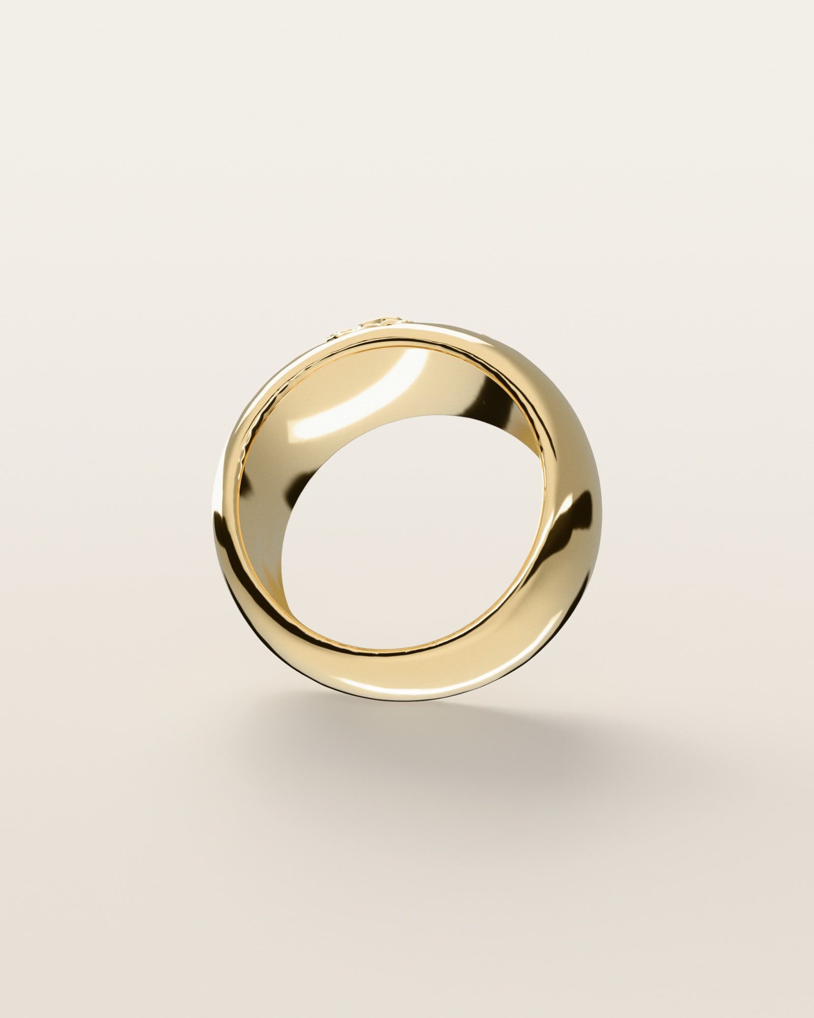 No. 521 Outcrop nugget ring, underside, the inside of the band, 14K yellow gold, rendered from the production 3D file